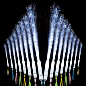 100Pcs White Fiber Optic Wands,3 Models Wedding Sparklers,Glow Sticks Light up Sticks Led Light Wands Fit Wedding Bridal Shower Birthday New Years Eve Party Supplies 2025