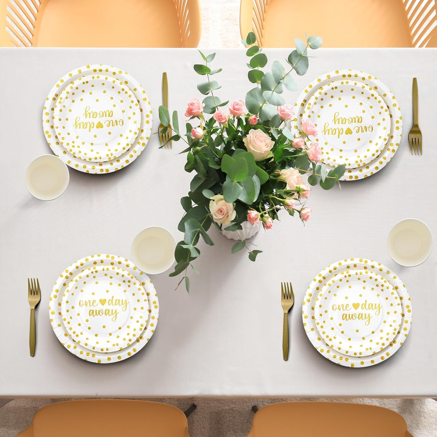 Wholesale 120 Pcs White and Gold Dot Paper Tableware Set Rehearsal Dinner Wedding Party Supplies Plates Cups Napkins Forks for 24 Guests Supplier Wholesale 120 Pcs White and Gold Dot Paper Tableware Set Rehearsal Dinner Wedding Party Supplies Plates Cups Napkins Forks for 24 Guests Supplier