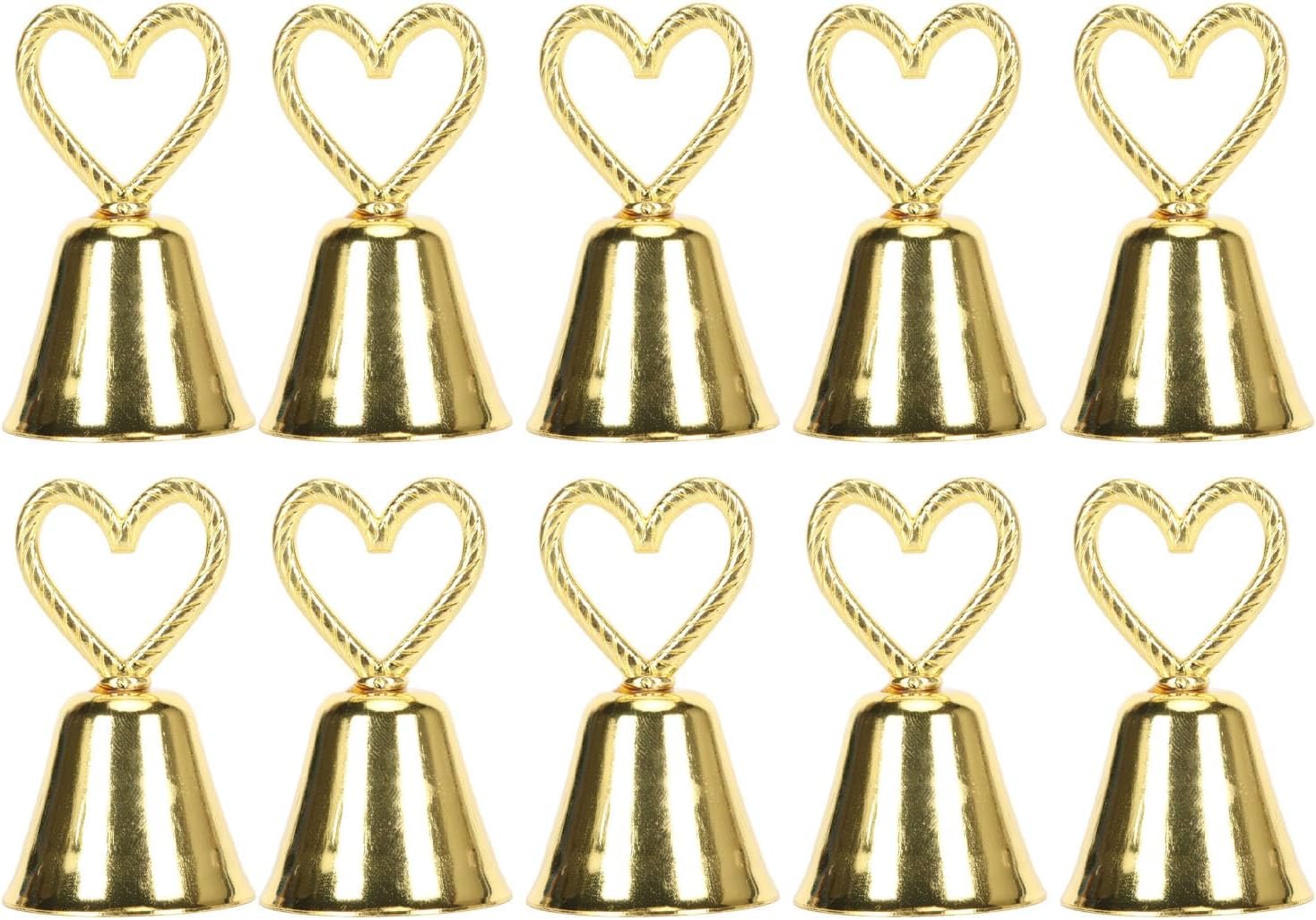 10pcs Elegant Silver Bell Place Card Holders, Gold Kissing Bells Place Card for Restaurant Menu, Weddings, Party Decoration, Receptions, Place Card Holders Kissing Bells, Table Number Hold