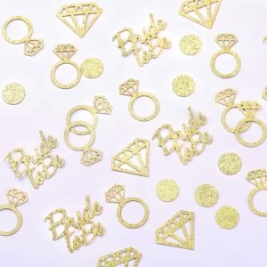 100 Pcs Golden Bride to Be Bachelorette Party Table Confetti, Diamond Ring Table Decor for Wedding Bridal Shower Engagement Party