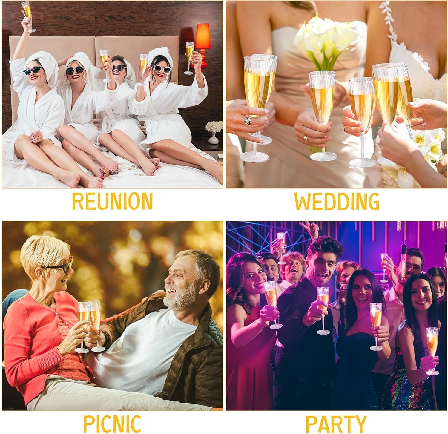 Wholesale 48 Pieces 6 Oz Hard Disposable Plastic Champagne Flutes for Weddings Wine Mimosas Toasting Home Daily Use Supplier