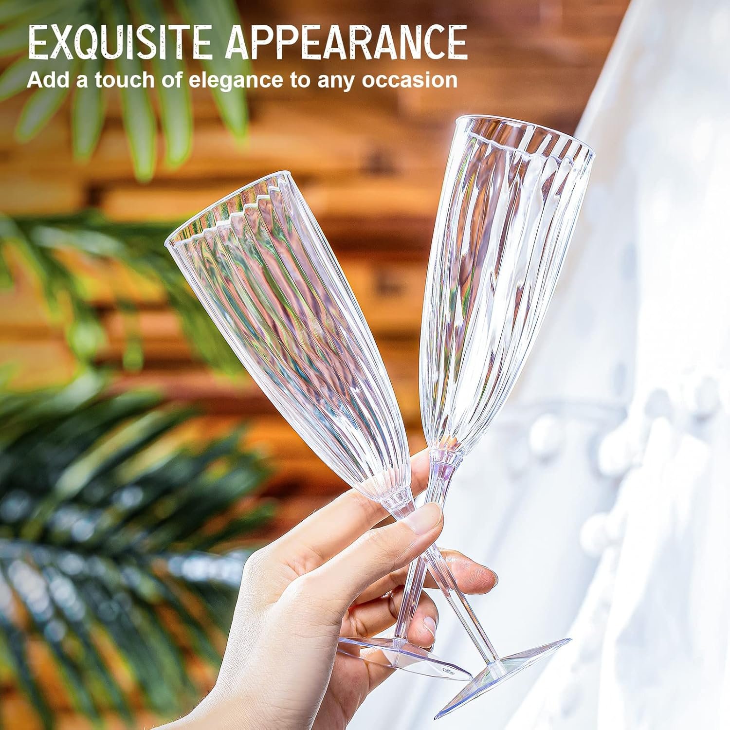 Wholesale 48 Pieces 6 Oz Hard Disposable Plastic Champagne Flutes for Weddings Wine Mimosas Toasting Home Daily Use Supplier