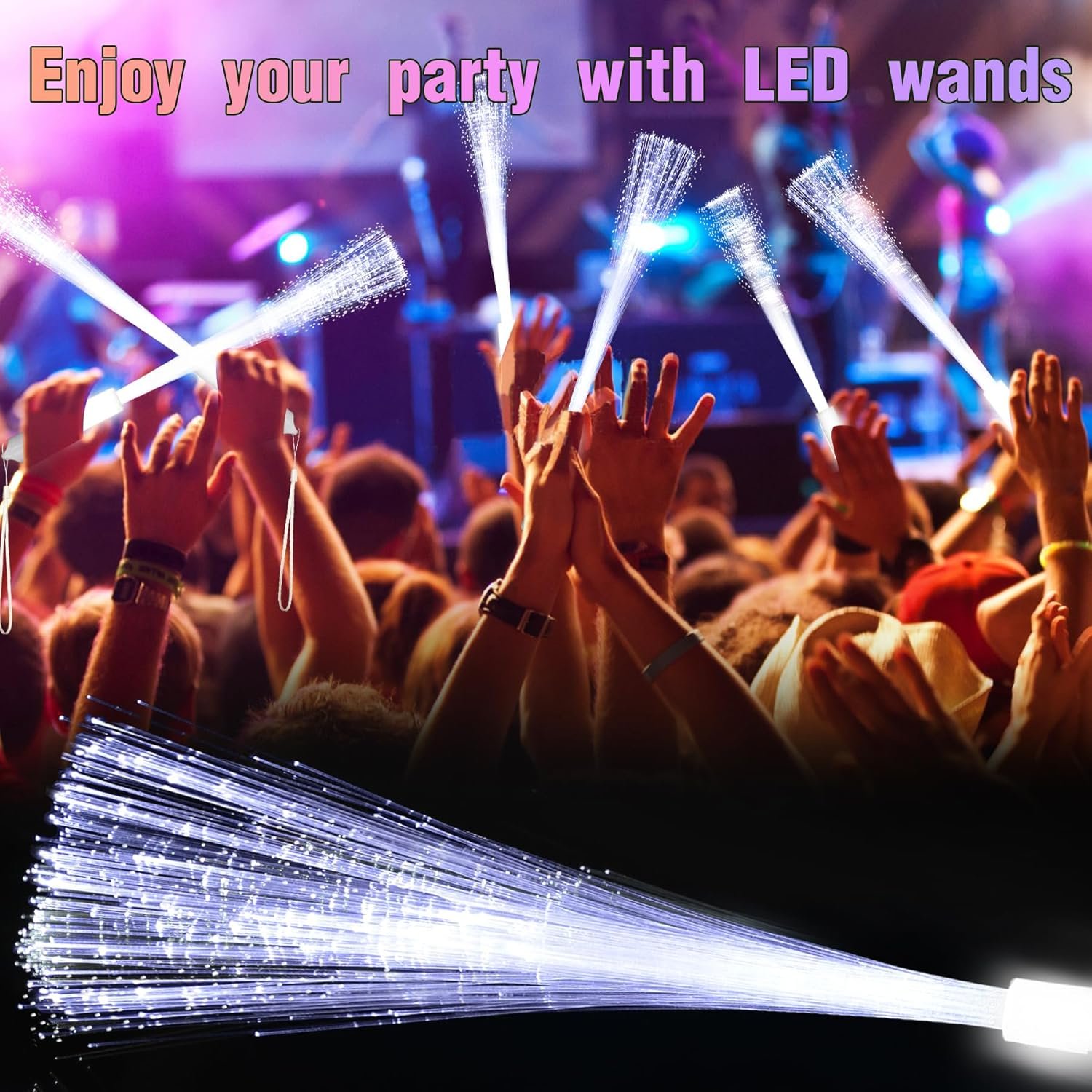 Wholesale 30 Pack White Glow Fiber Optic Wands Bulk LED Light Up Flashing Sticks with 3 Modes for July 4th Halloween Christmas Valentine's Day Wedding Birthday Supplier Wholesale 30 Pack White Glow Fiber Optic Wands Bulk LED Light Up Flashing Sticks with 3 Modes for July 4th Halloween Christmas Valentine's Day Wedding Birthday Supplier