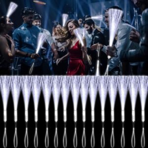 30 Pack White Fiber Optic Wands Glow Fiber Wands Bulk LED Light Up Wands with 3 Flashing Modes LED Flashing Sticks for July 4th Halloween Christmas Valentine's Day Wedding Birthday