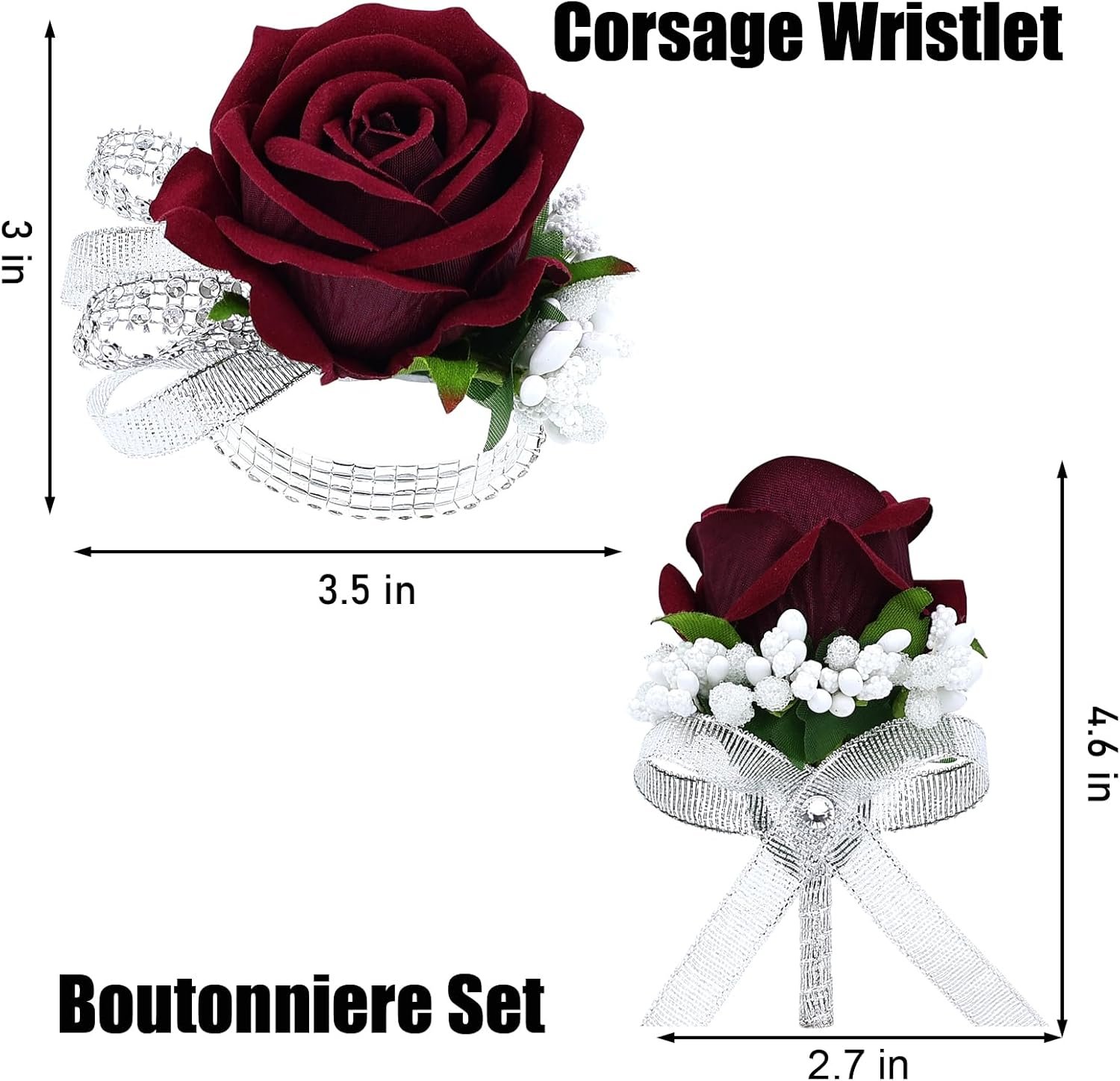Wholesale 2Pcs Burgundy Rose Corsage and Boutonniere Set Artificial Wrist Corsage Bracelets for Men Wedding Party Formal Dinner Prom Flowers Accessories Supplier Wholesale 2Pcs Burgundy Rose Corsage and Boutonniere Set Artificial Wrist Corsage Bracelets for Men Wedding Party Formal Dinner Prom Flowers Accessories Supplier