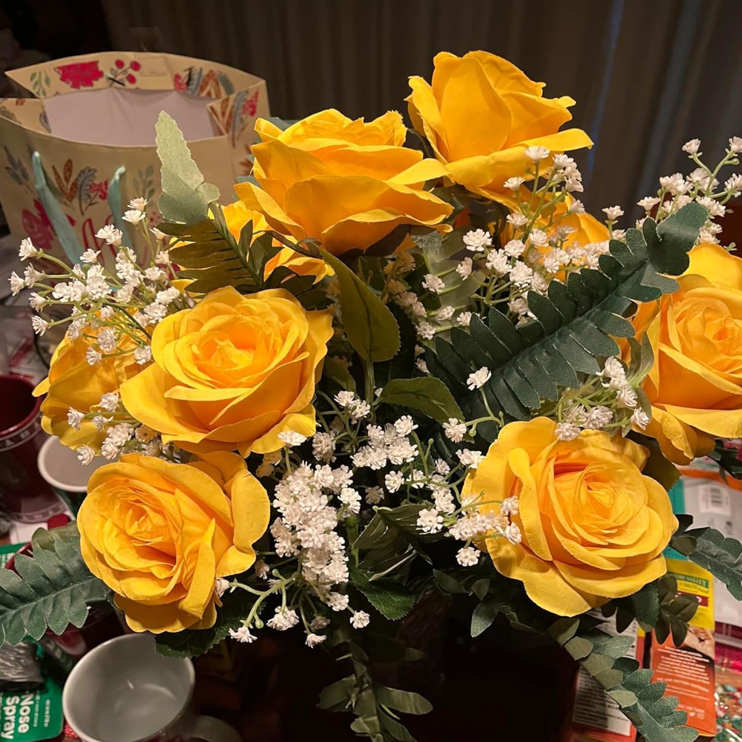 Wholesale 6Pcs Artificial Baby's Breath Flowers Bulk White Fake Real Touch Faux Gypsophila Bouquet for Wedding Floral Arrangement Party Decor Supplier