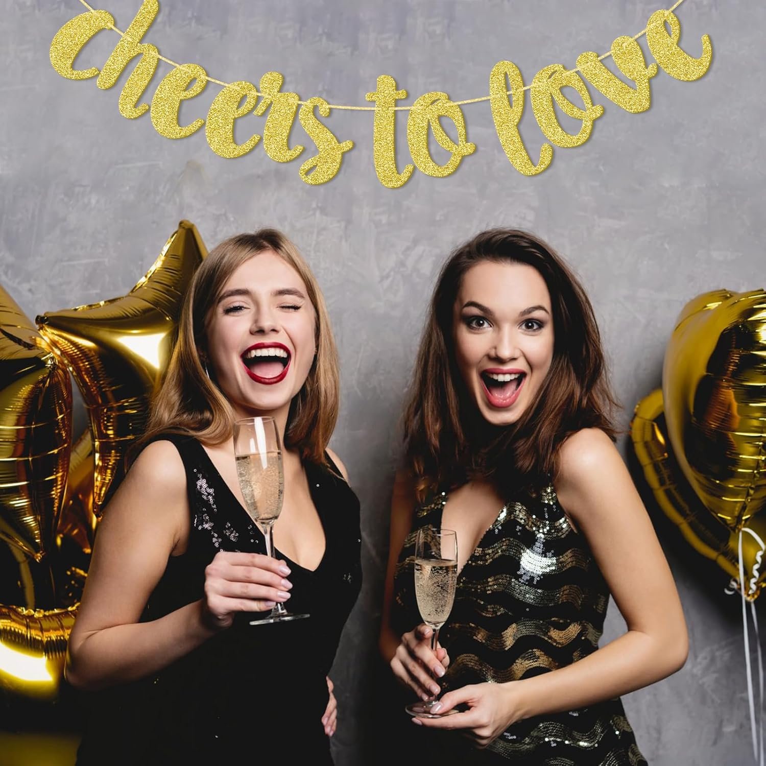 Wholesale Wedding Banner Hanging Garland for Bachelorette Engagement Wedding Party Decorations Bridal Shower Photo Prop Sign Gold Glitter Supplier