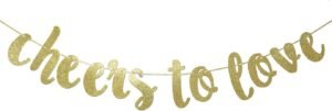 Wedding Banner Hanging Garland for Bachelorette, Engagement or Wedding Party Decorations Bridal Shower Photo Prop Sign (Gold Glitter)