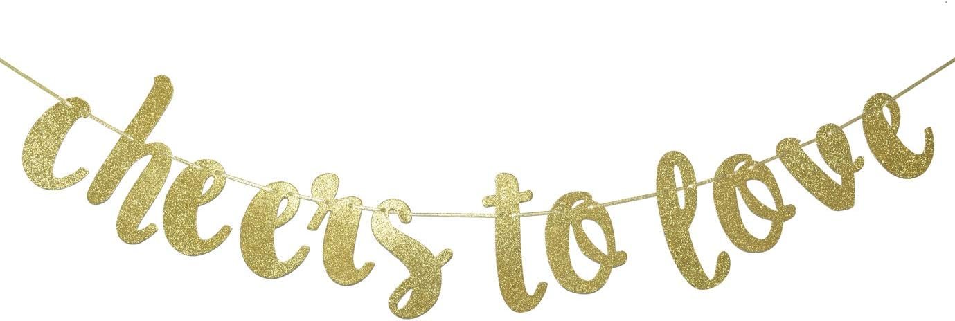 Wedding Banner Hanging Garland for Bachelorette, Engagement or Wedding Party Decorations Bridal Shower Photo Prop Sign (Gold Glitter)