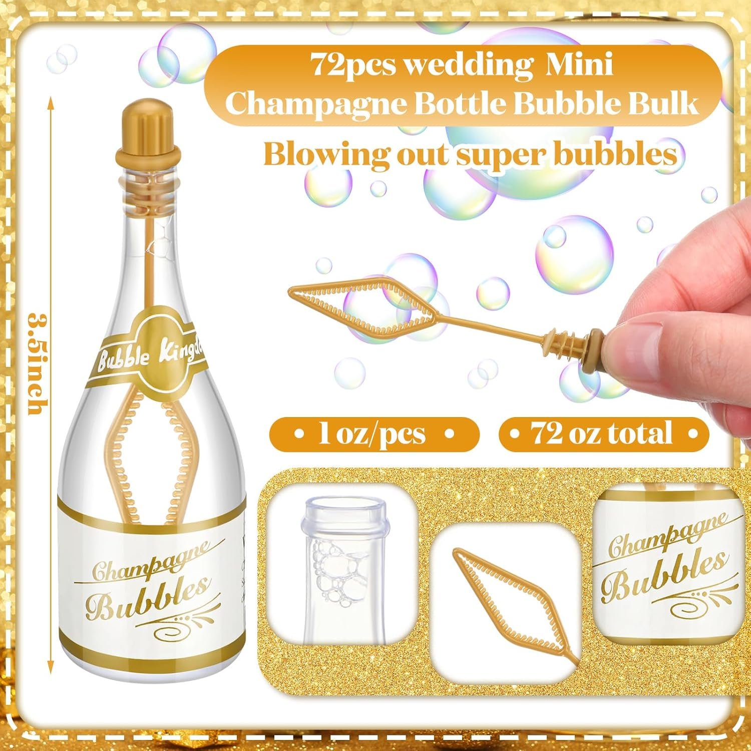 Wholesale 100 Pcs Bulk Wedding Bubble Wands Party Favors for Guests Send Off Bridal Shower Anniversaries Celebrations Goody Bag Stuffers Fillers (72 Pcs Champagne) Supplier