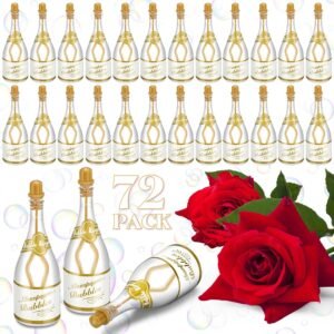 Shappy 100 Pcs Wedding Bubble Bulk Wedding Party Favors Bubble Wand for Guests Send Off for Bridal Shower Anniversaries Celebration Goody Bag Stuffers Filler(72 Pcs,Champagne)