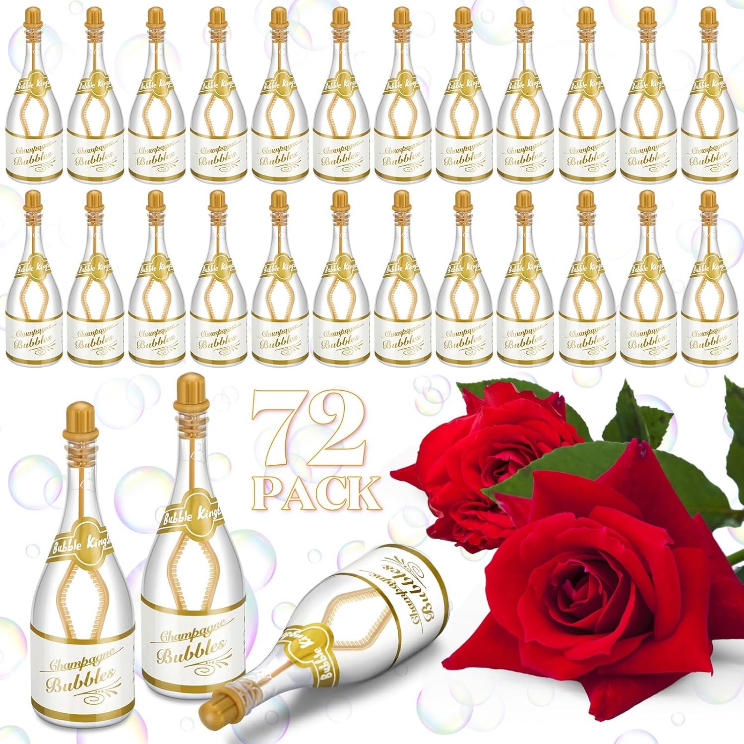 Shappy 100 Pcs Wedding Bubble Bulk Wedding Party Favors Bubble Wand for Guests Send Off for Bridal Shower Anniversaries Celebration Goody Bag Stuffers Filler(72 Pcs,Champagne)