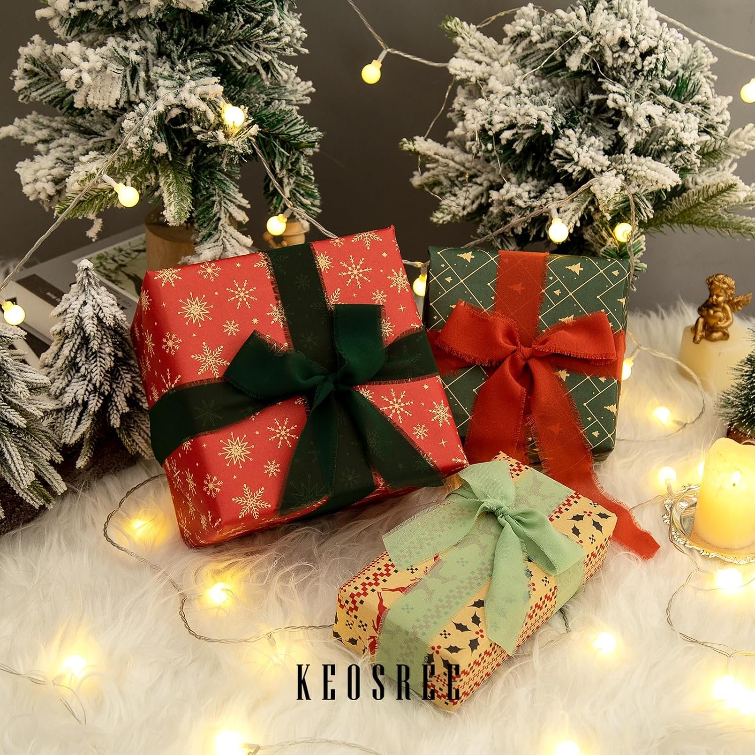 Wholesale Dark Green Handmade Chiffon Frayed Fringe Silk Ribbons 3 Rolls 1.5