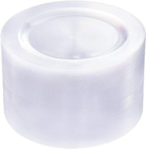 bUCLA 100Pieces Clear Plastic Plates -10.25inch Disposable Dinner Plates- Premium Weddings& Party Plates
