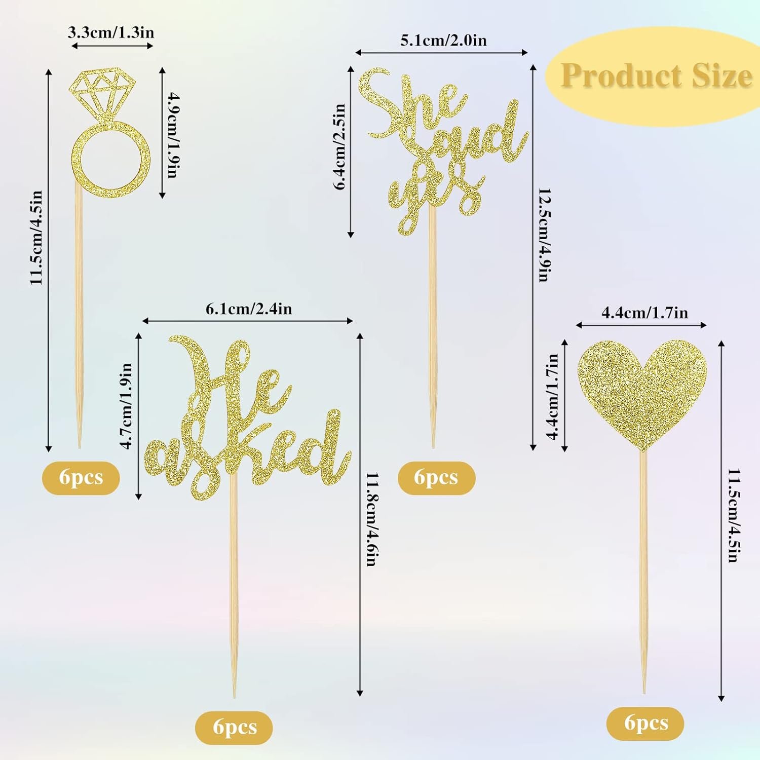 Wholesale 24 Pcs He Asked She Said Yes Gold Cake Toppers Heart Diamond Ring Glitter Cupcake Picks for Wedding Engagement Bridal Shower Party Decorations Supplier Wholesale 24 Pcs He Asked She Said Yes Gold Cake Toppers Heart Diamond Ring Glitter Cupcake Picks for Wedding Engagement Bridal Shower Party Decorations Supplier