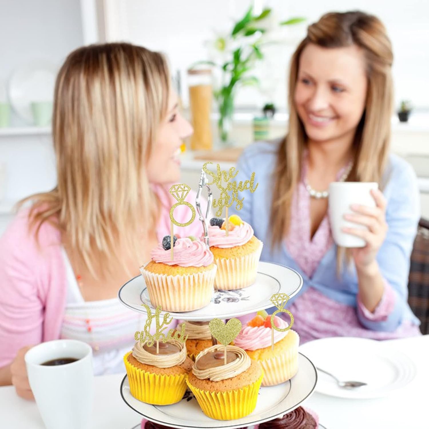 Wholesale 24 Pcs He Asked She Said Yes Gold Cake Toppers Heart Diamond Ring Glitter Cupcake Picks for Wedding Engagement Bridal Shower Party Decorations Supplier Wholesale 24 Pcs He Asked She Said Yes Gold Cake Toppers Heart Diamond Ring Glitter Cupcake Picks for Wedding Engagement Bridal Shower Party Decorations Supplier