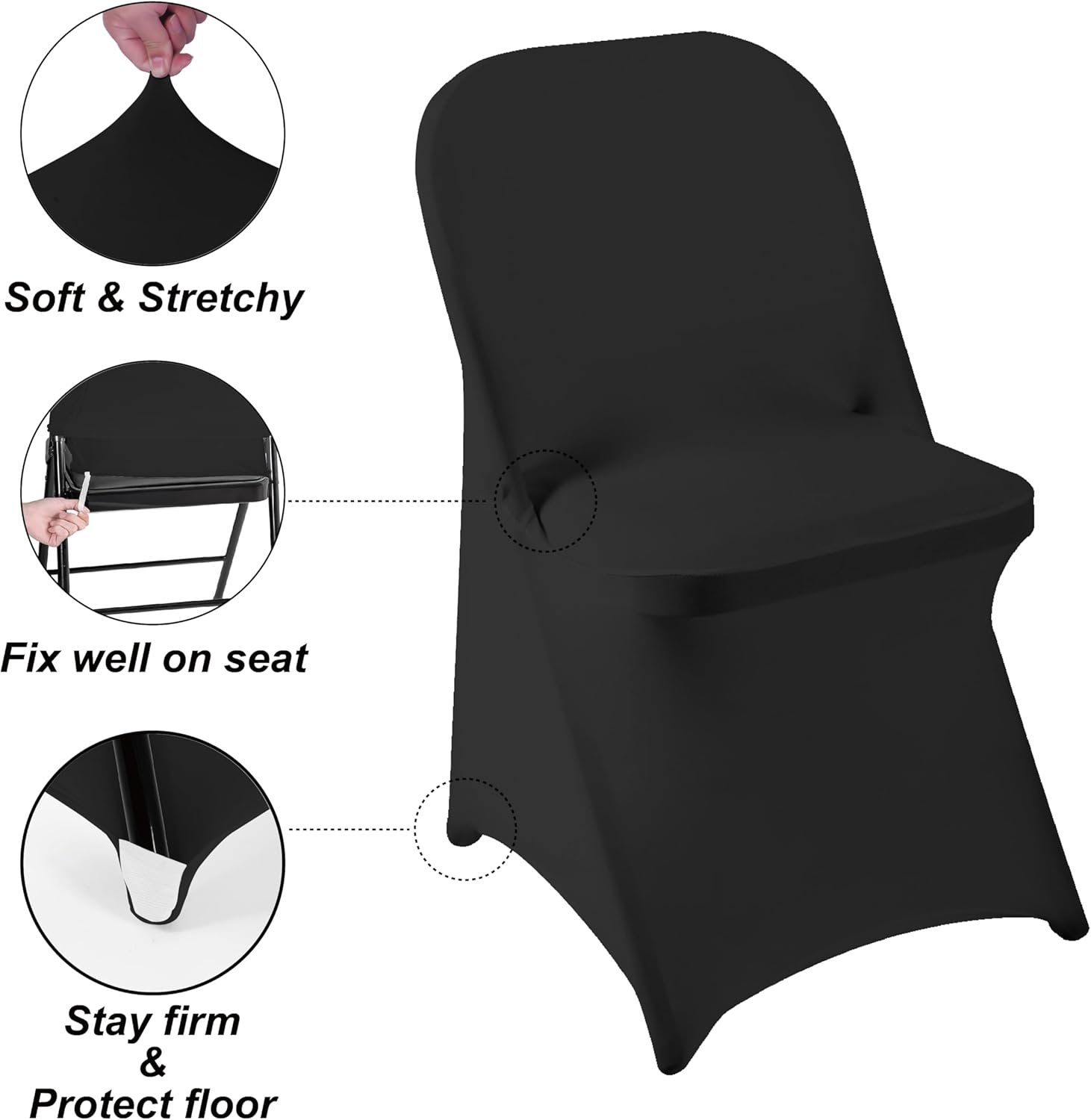 Wholesale 36 PCS Waterproof Stretch Spandex Folding Chair Covers Dining Room Slipcovers Protector for Wedding Banquet Party Holidays Celebration Decoration Black Supplier Wholesale 36 PCS Waterproof Stretch Spandex Folding Chair Covers Dining Room Slipcovers Protector for Wedding Banquet Party Holidays Celebration Decoration Black Supplier