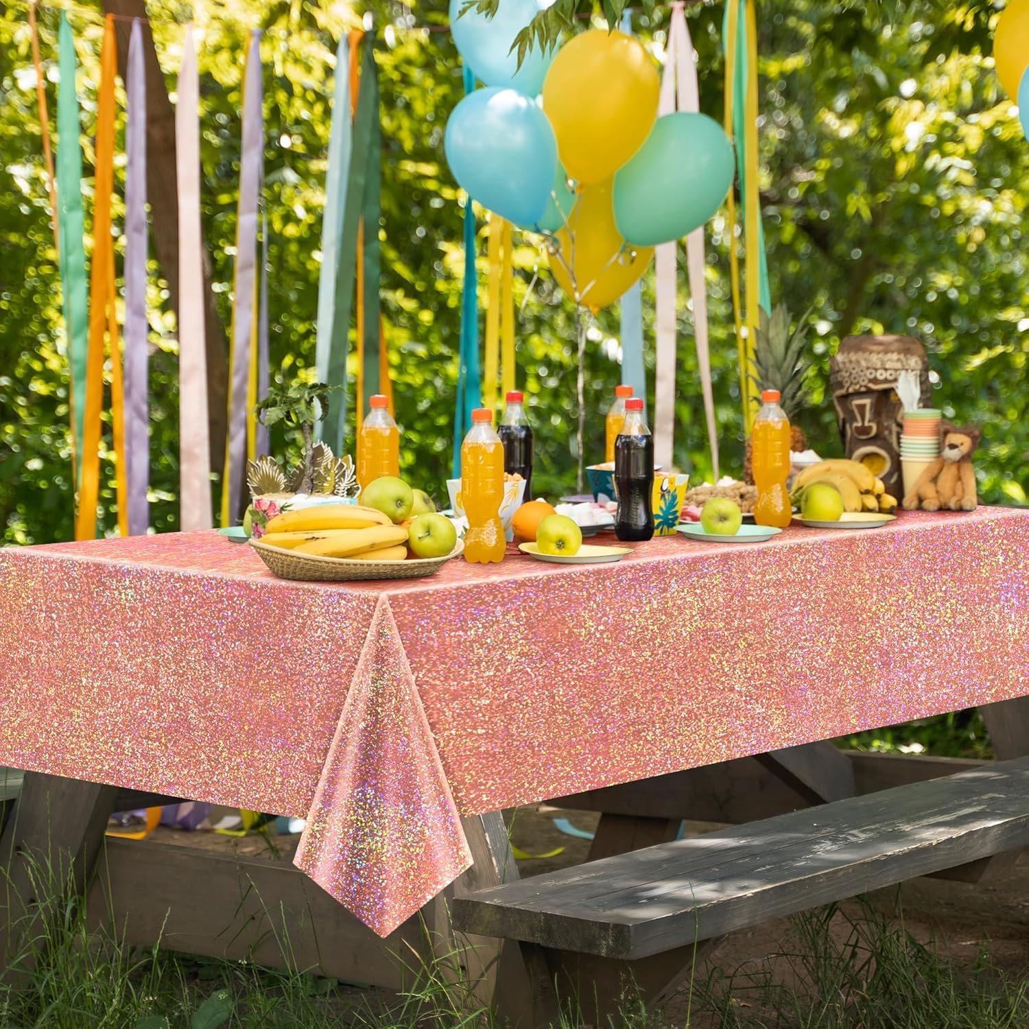 Wholesale 2 pcs Rose Gold Holographic Tablecloth 40