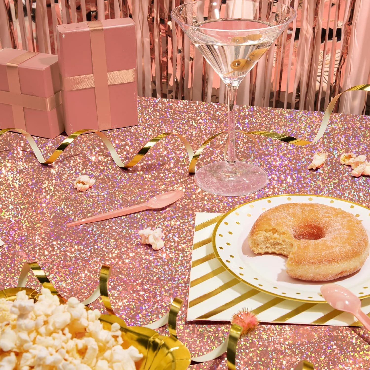 Wholesale 2 pcs Rose Gold Holographic Tablecloth 40