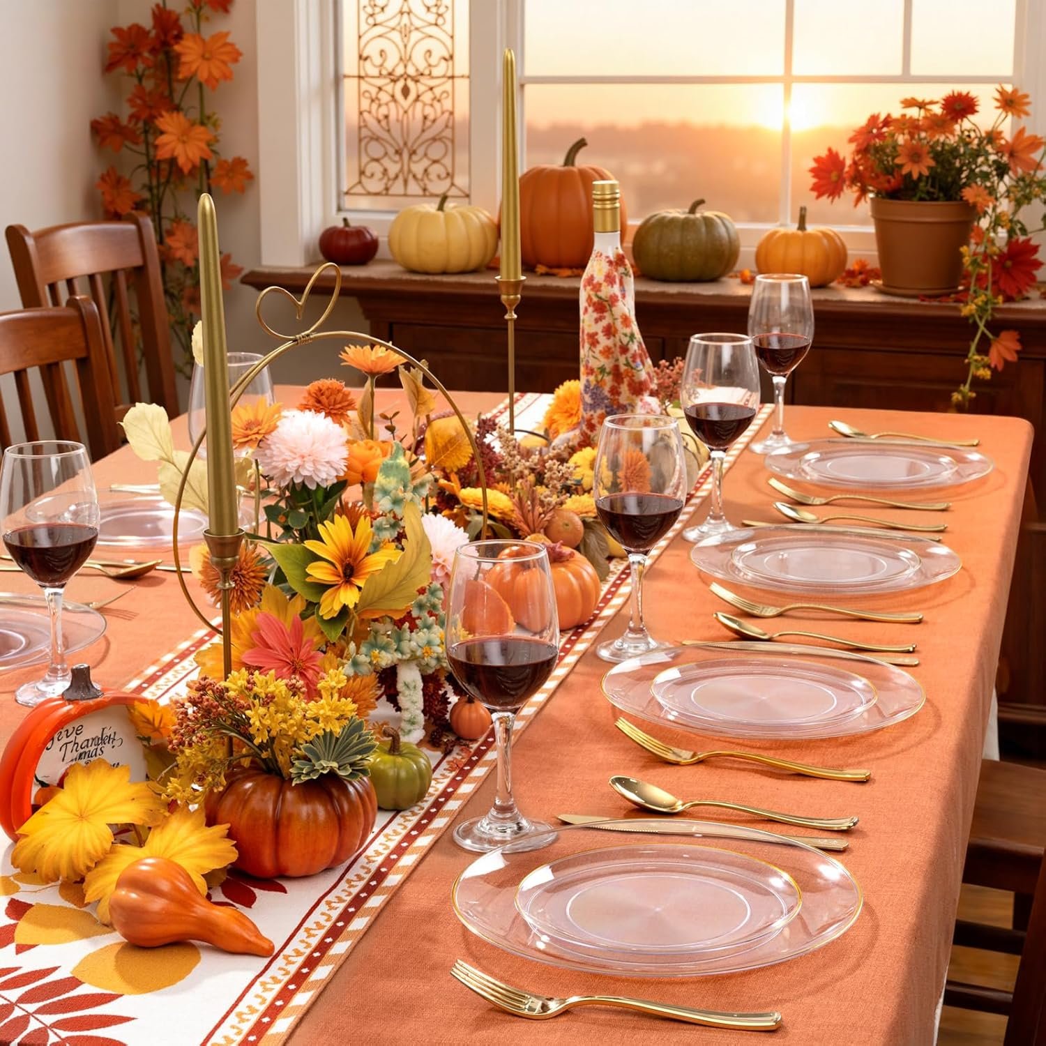 Wholesale 100PCS Clear Disposable Plastic Plates with Gold Rim - 50 Each 10 Inch Dinner and 7 Inch Dessert Plates for Party and Thanksgiving Supplier