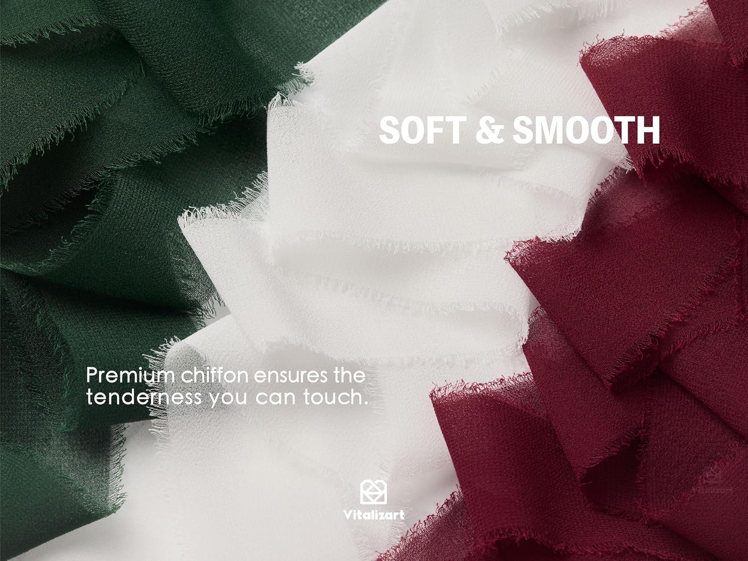 Wholesale Christmas Handmade Chiffon Silk Ribbon Fringe 3 Rolls 1.5