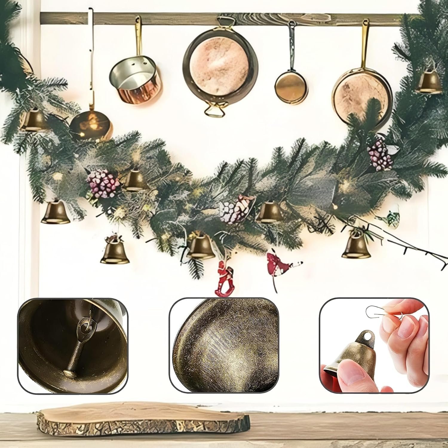 Wholesale 20 PCS Small Brass Jingle Bells with Spring Clips and Hooks Vintage Bronze Mini Tiny Bells for Crafts Dog Collars Christmas Tree Wedding DIY Decoration Supplier