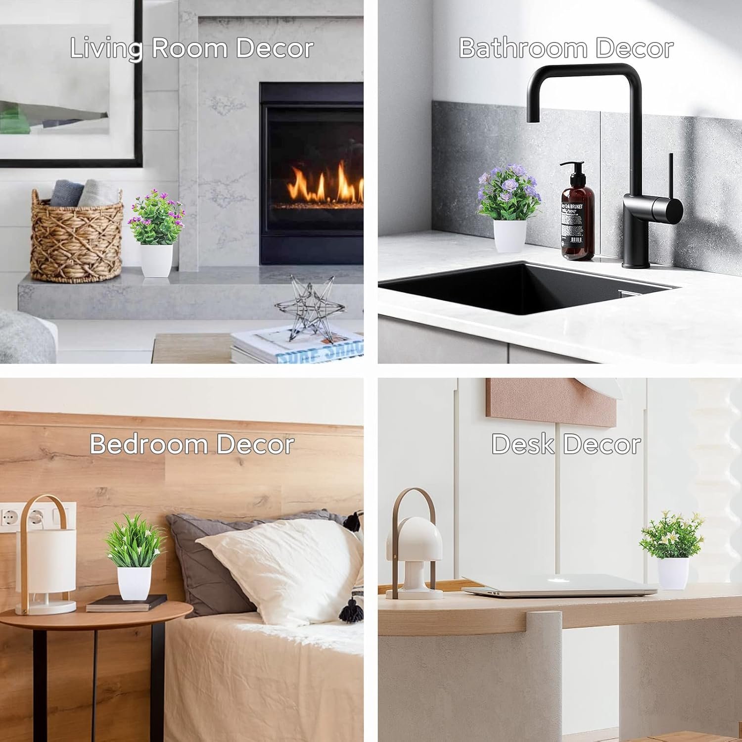 Wholesale 4 Pack Small Mini Artificial Faux Plants with Flowers Indoor Spring Decorations for Home Room Farmhouse Desk House Bathroom Supplier