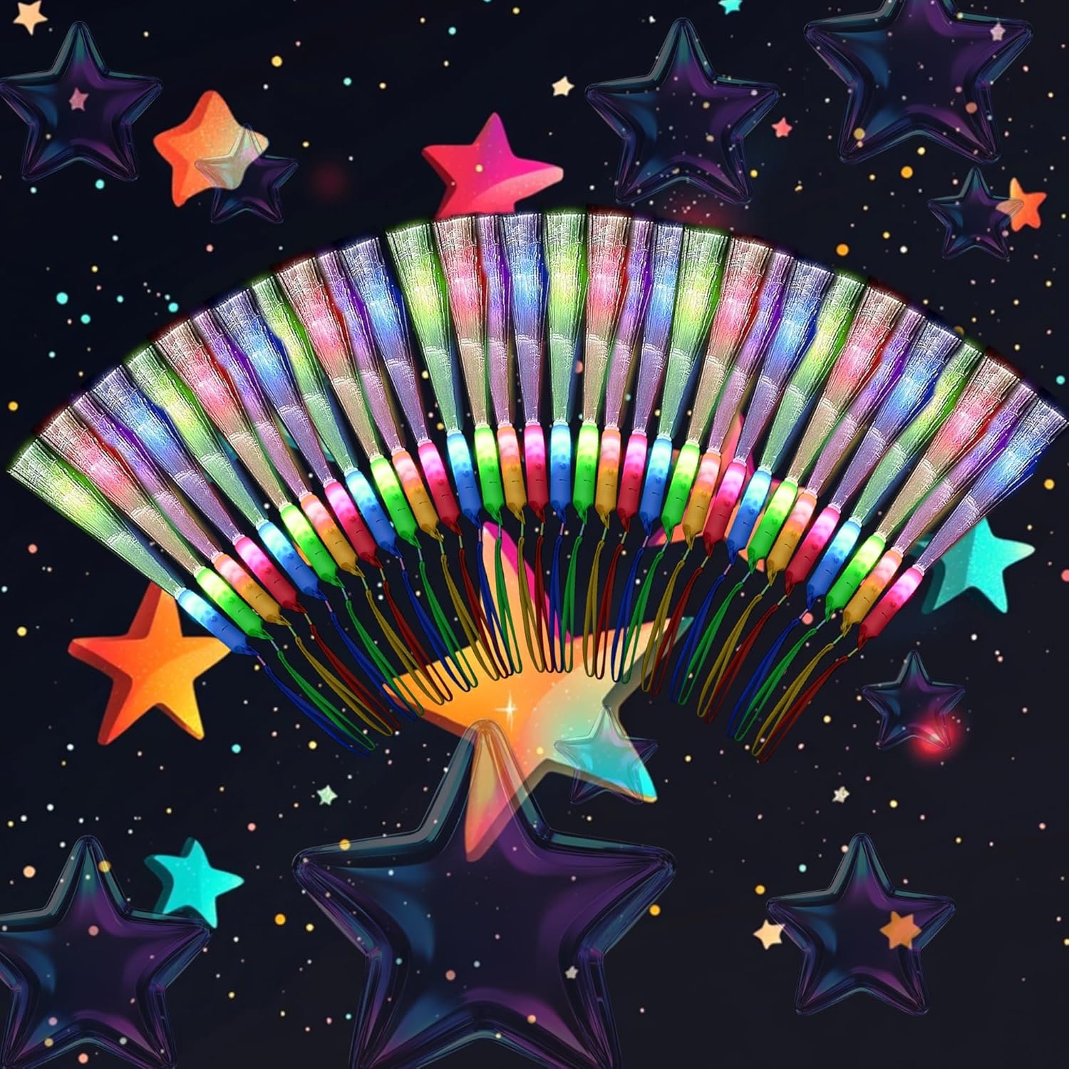 Wholesale 12 Pcs LED Fiber Optic Glow Wands Bulk Light Up Party Supplies for Weddings Neon New Year Halloween Christmas Bar DJ Supplier Wholesale 12 Pcs LED Fiber Optic Glow Wands Bulk Light Up Party Supplies for Weddings Neon New Year Halloween Christmas Bar DJ Supplier