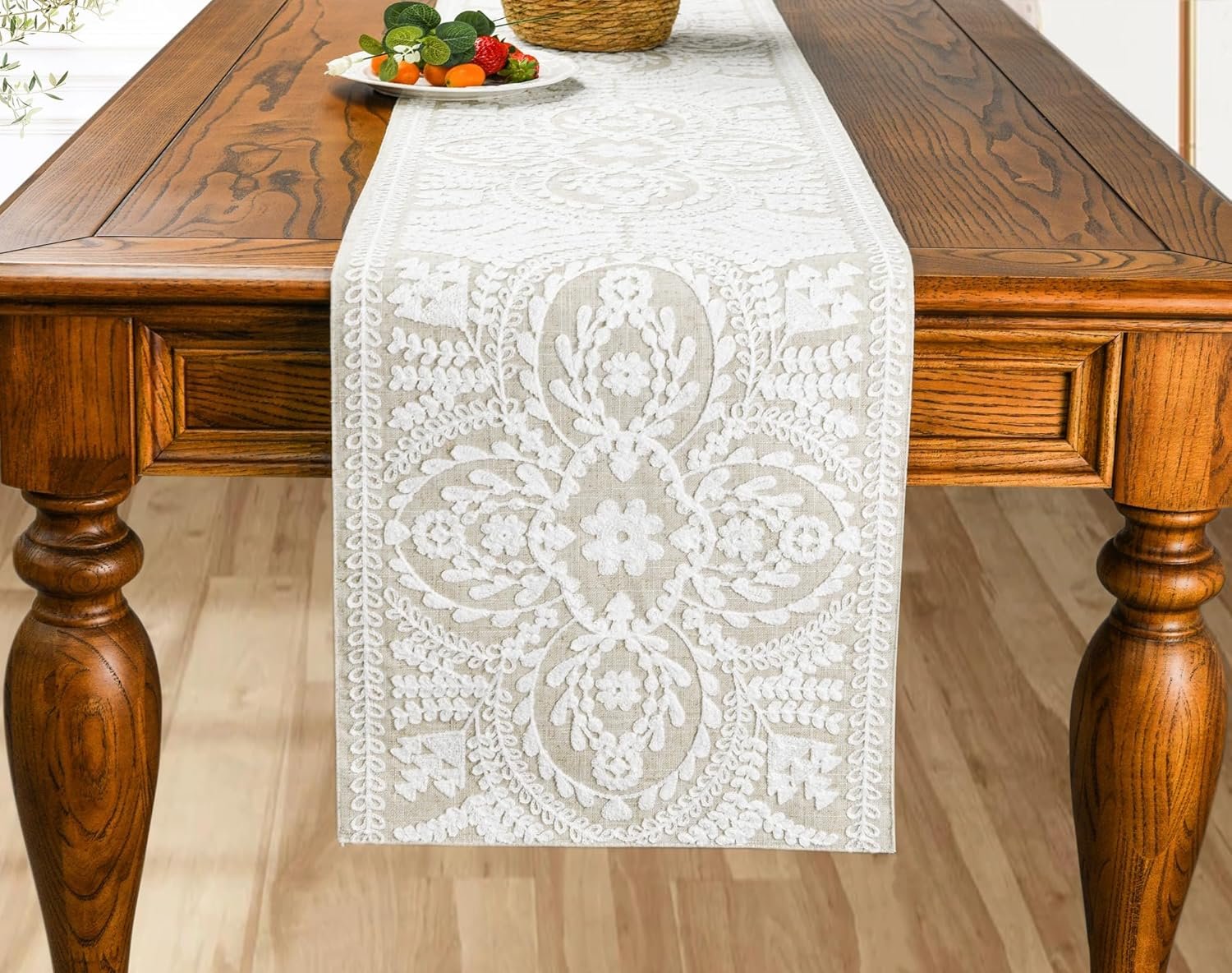 Wholesale Boho Farmhouse Linen Table Runner 13x72 Inches Rustic Vintage Natural Embroidered for Dining Table Decorations Supplier Wholesale Boho Farmhouse Linen Table Runner 13x72 Inches Rustic Vintage Natural Embroidered for Dining Table Decorations Supplier