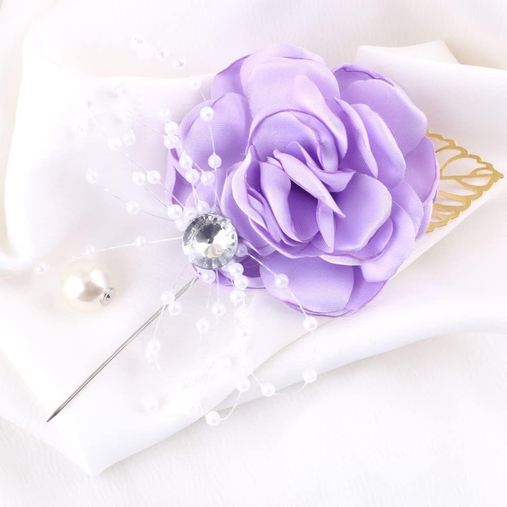 Wholesale Dusty Purple Bridesmaid Wrist Corsage Boutonniere Set for Wedding Prom Bridal Party Groom Set of 2 Supplier