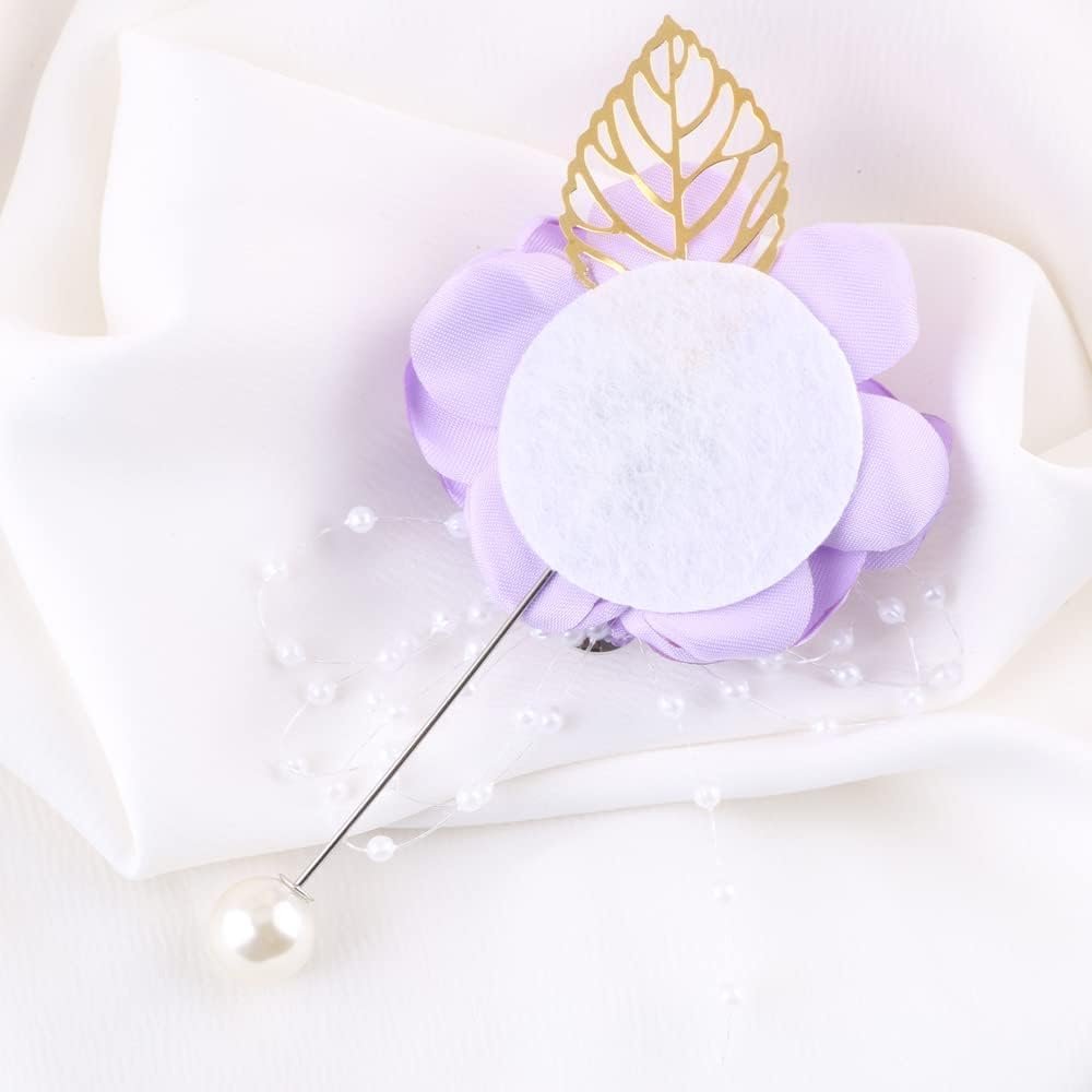 Wholesale Dusty Purple Bridesmaid Wrist Corsage Boutonniere Set for Wedding Prom Bridal Party Groom Set of 2 Supplier