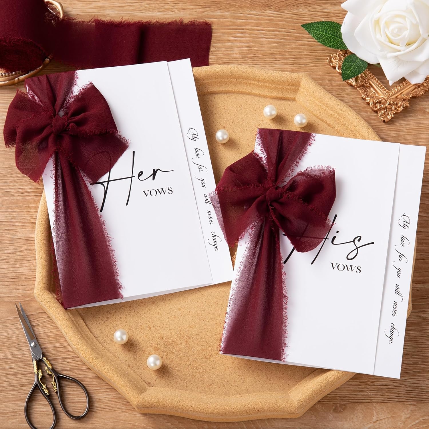 Wholesale Handmade Frayed Burgundy Chiffon Ribbon 2