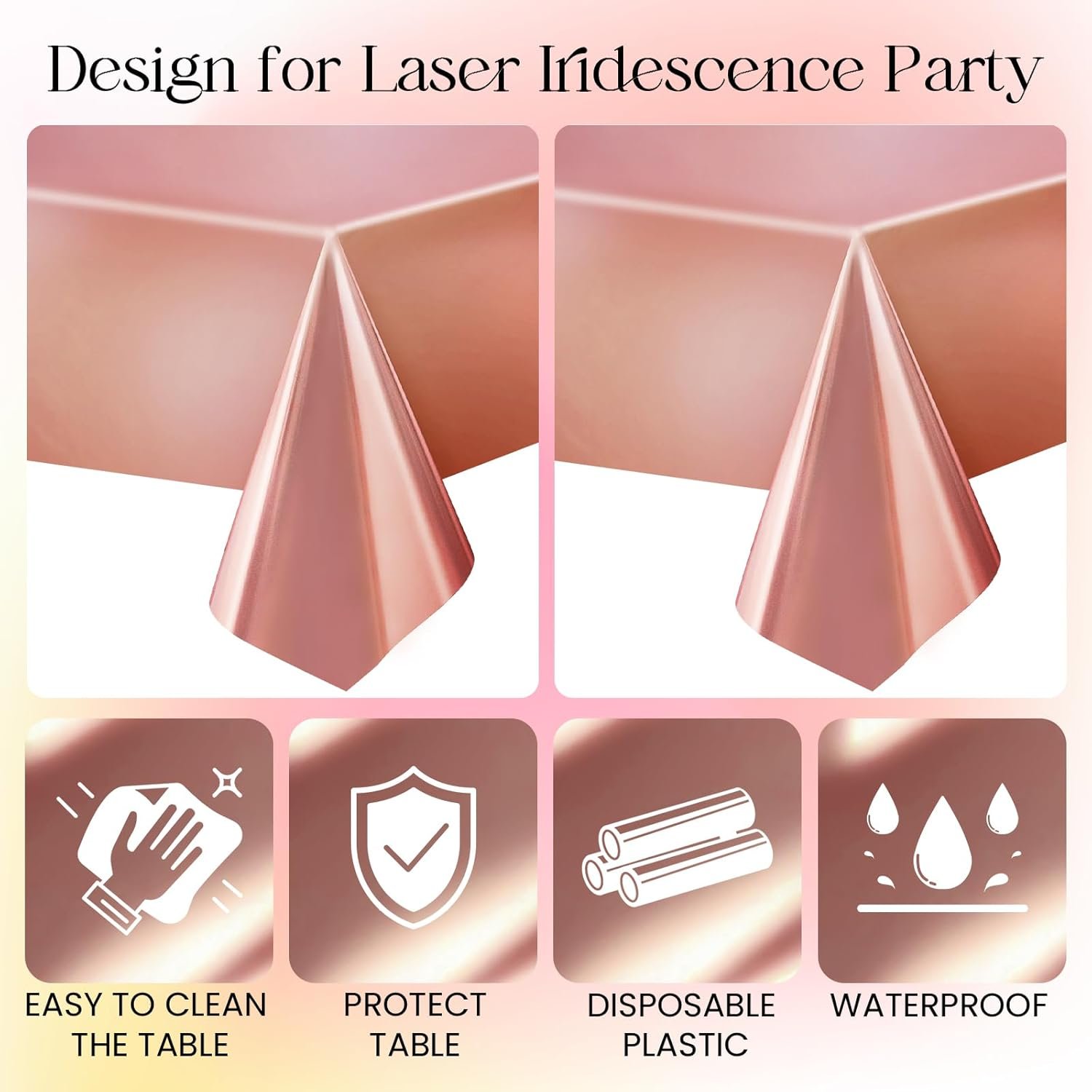 Wholesale Rose Gold Plastic Tablecloths 2 pcs Metallic Matte Finish 40