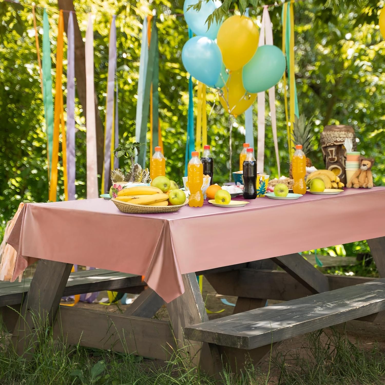 Wholesale Rose Gold Plastic Tablecloths 2 pcs Metallic Matte Finish 40