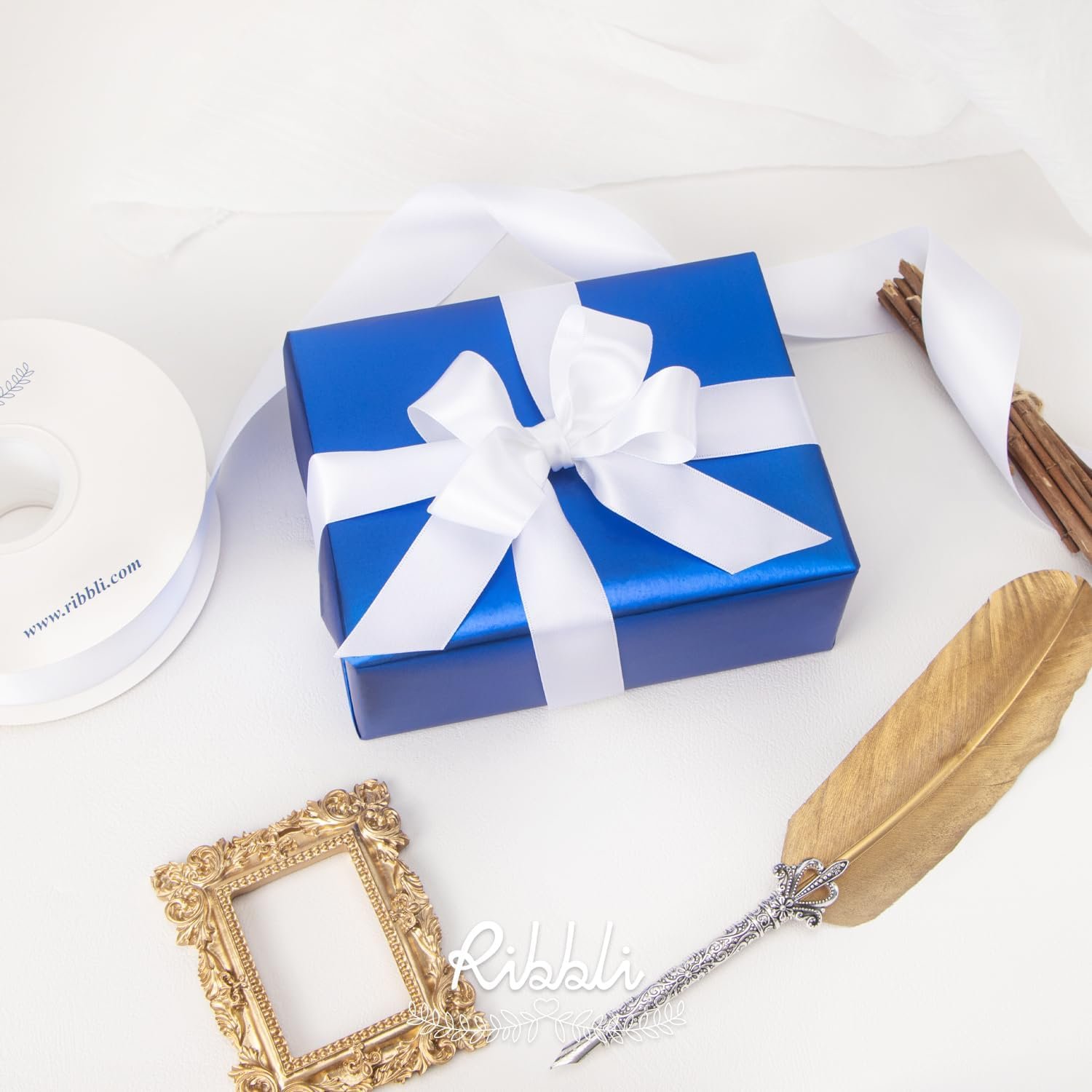 Wholesale Double Faced White Satin Ribbon 1” x 25 Yards Continuous for Bows Bouquets Gift Wrapping Floral Arrangements Supplier