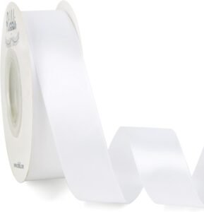 Ribbli Double Faced White Satin Ribbon,1” x Continuous 25 Yards,Use for Bows Bouquet,Gift Wrapping,Floral Arrangement