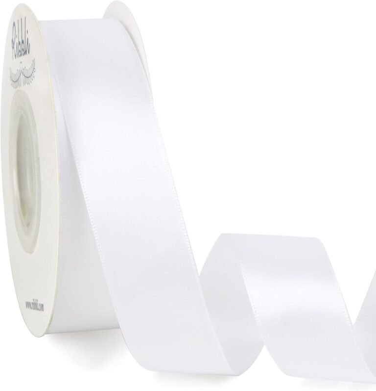 Ribbli Double Faced White Satin Ribbon,1” x Continuous 25 Yards,Use for Bows Bouquet,Gift Wrapping,Floral Arrangement