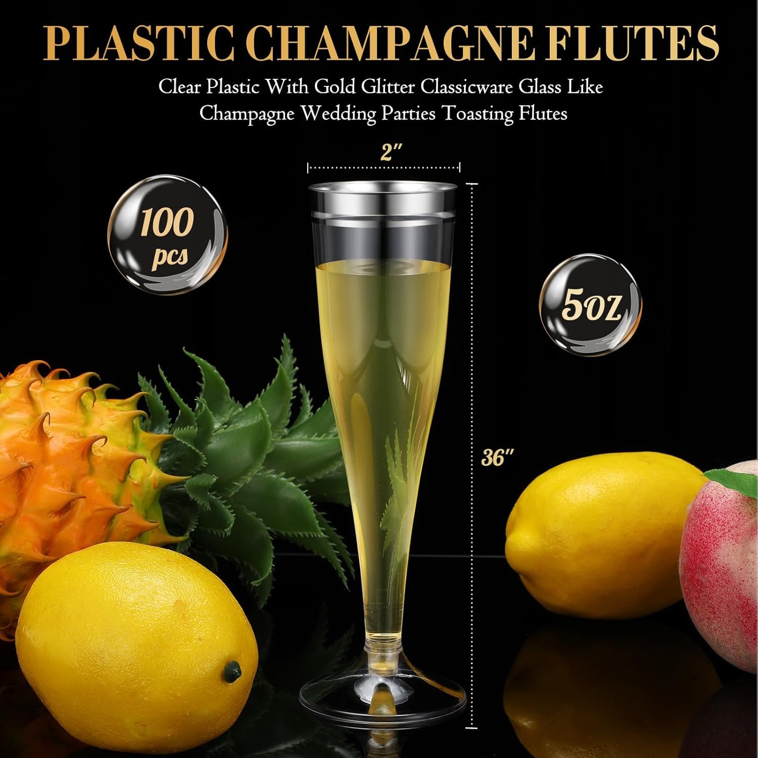 Wholesale 100 Pcs Silver Rim 4.5 oz Clear Plastic Champagne Flutes Disposable Toasting Glasses Mimosa Cocktail Cups for Weddings Birthdays Parties Supplier