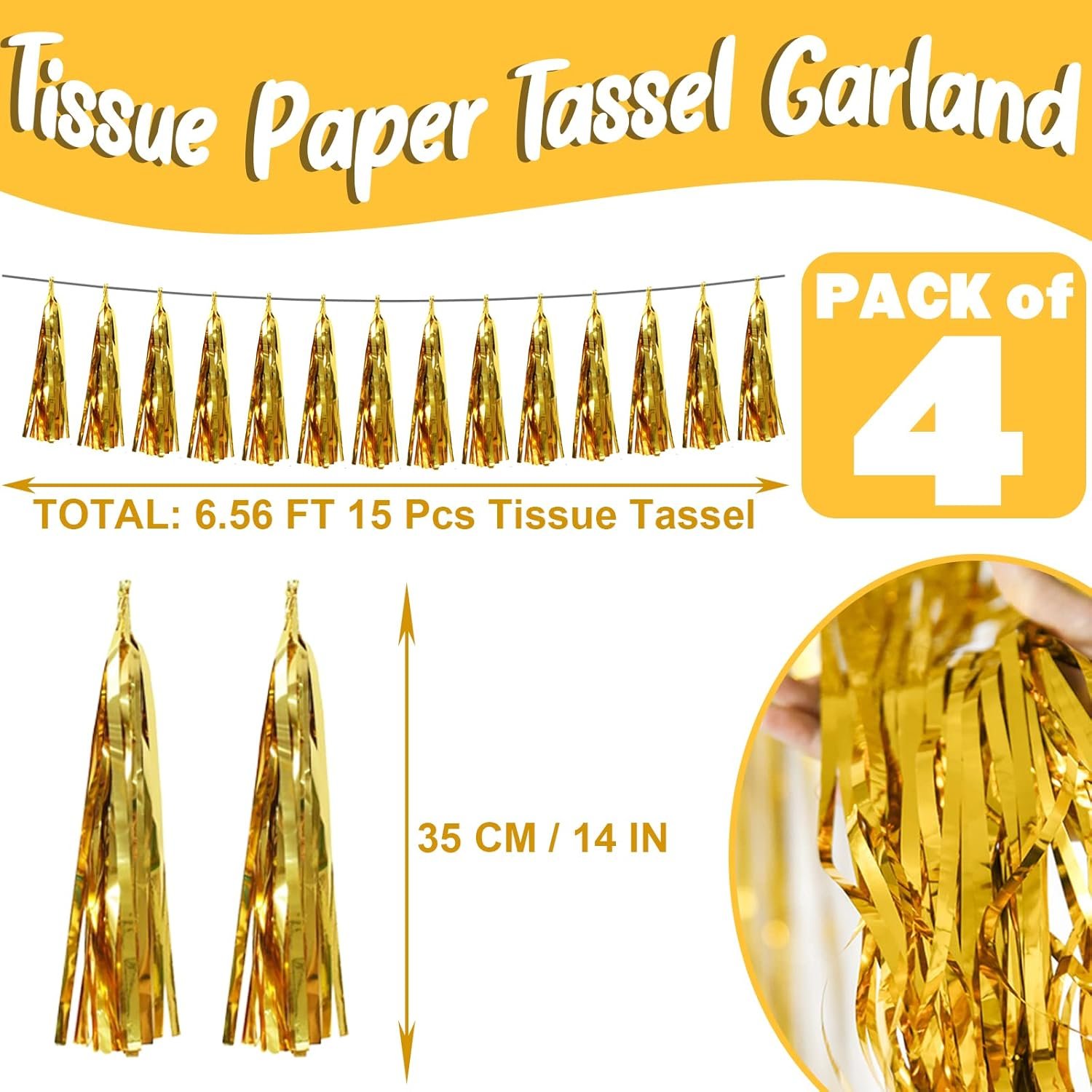 Wholesale 4P Gold Foil Fringe Metallic Tassel Streamers Garland Banner for Parade Floats Bachelorette Wedding Birthday Halloween Christmas Bridal Baby Shower Party Decorations Supplier Wholesale 4P Gold Foil Fringe Metallic Tassel Streamers Garland Banner for Parade Floats Bachelorette Wedding Birthday Halloween Christmas Bridal Baby Shower Party Decorations Supplier