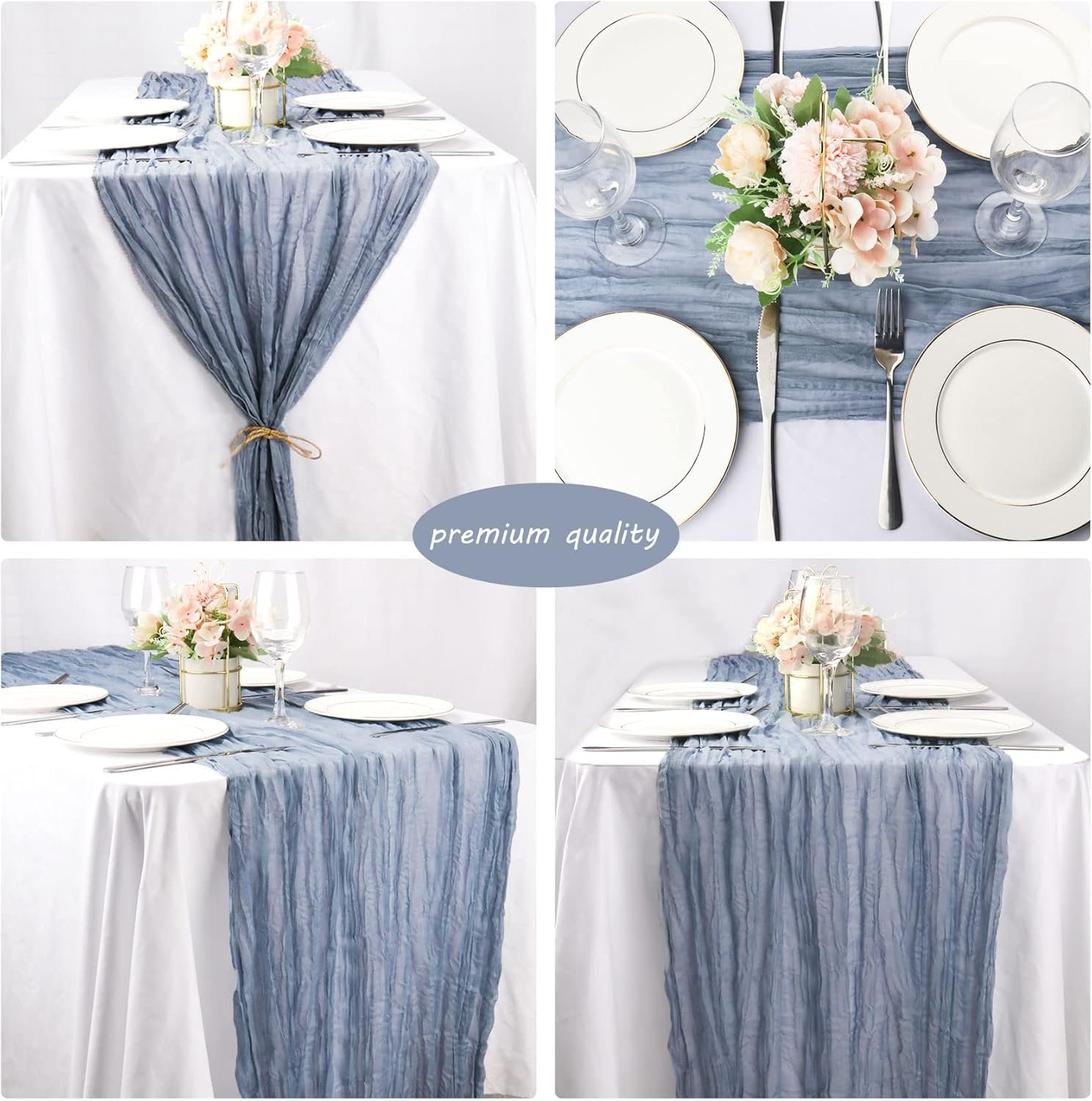Wholesale 12 Pack 10Ft 35x120 Inch Cheesecloth Table Runners Boho Gauze Rustic Long Romantic for Wedding Bridal Shower Birthday Party Table Decor Dusty Blue Supplier Wholesale 12 Pack 10Ft 35x120 Inch Cheesecloth Table Runners Boho Gauze Rustic Long Romantic for Wedding Bridal Shower Birthday Party Table Decor Dusty Blue Supplier
