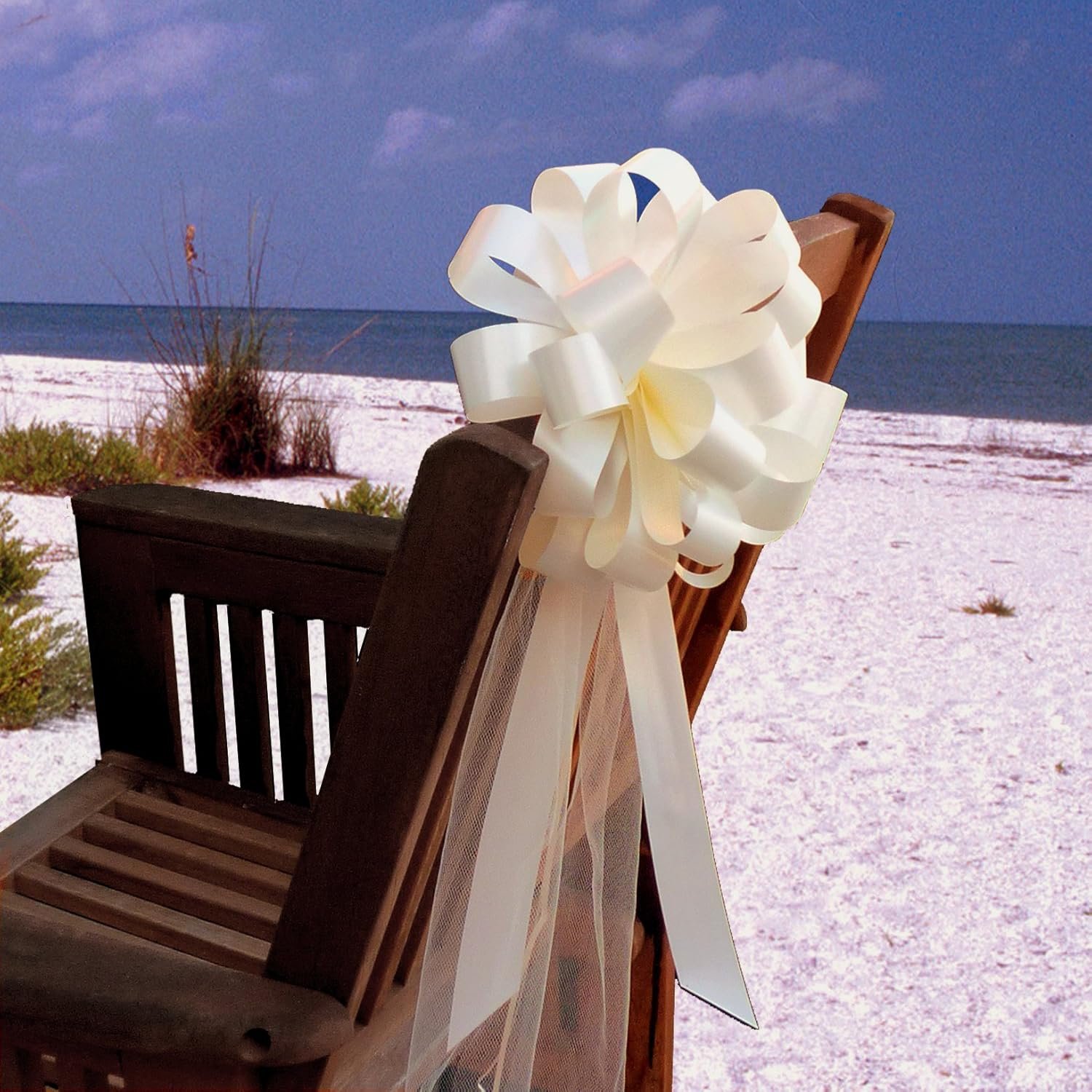 Wholesale Ivory Wedding Pull Bows with Tulle Tails 8