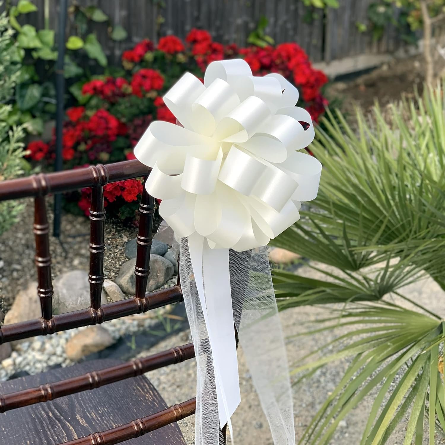 Wholesale Ivory Wedding Pull Bows with Tulle Tails 8