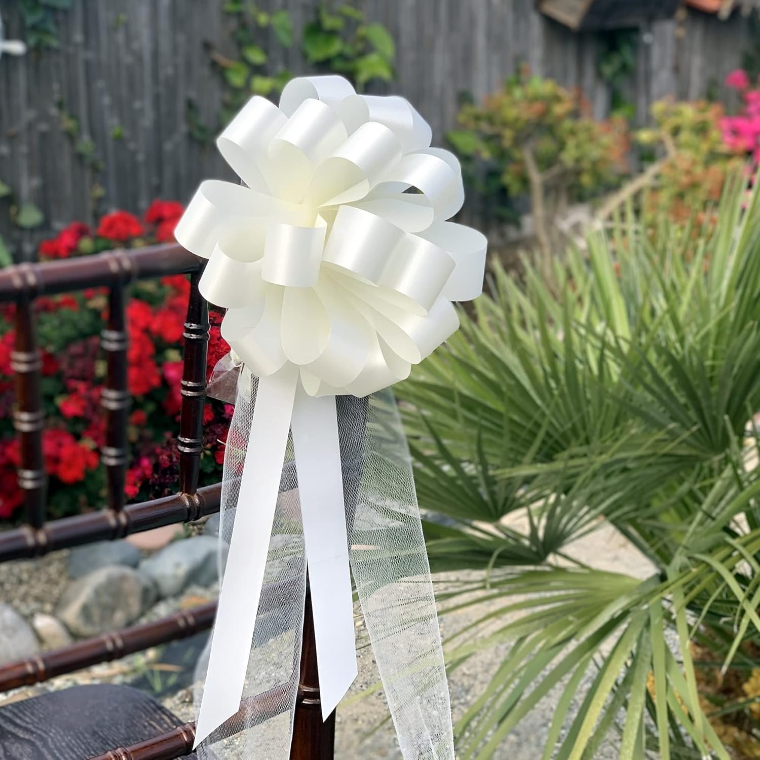 Wholesale Ivory Wedding Pull Bows with Tulle Tails 8