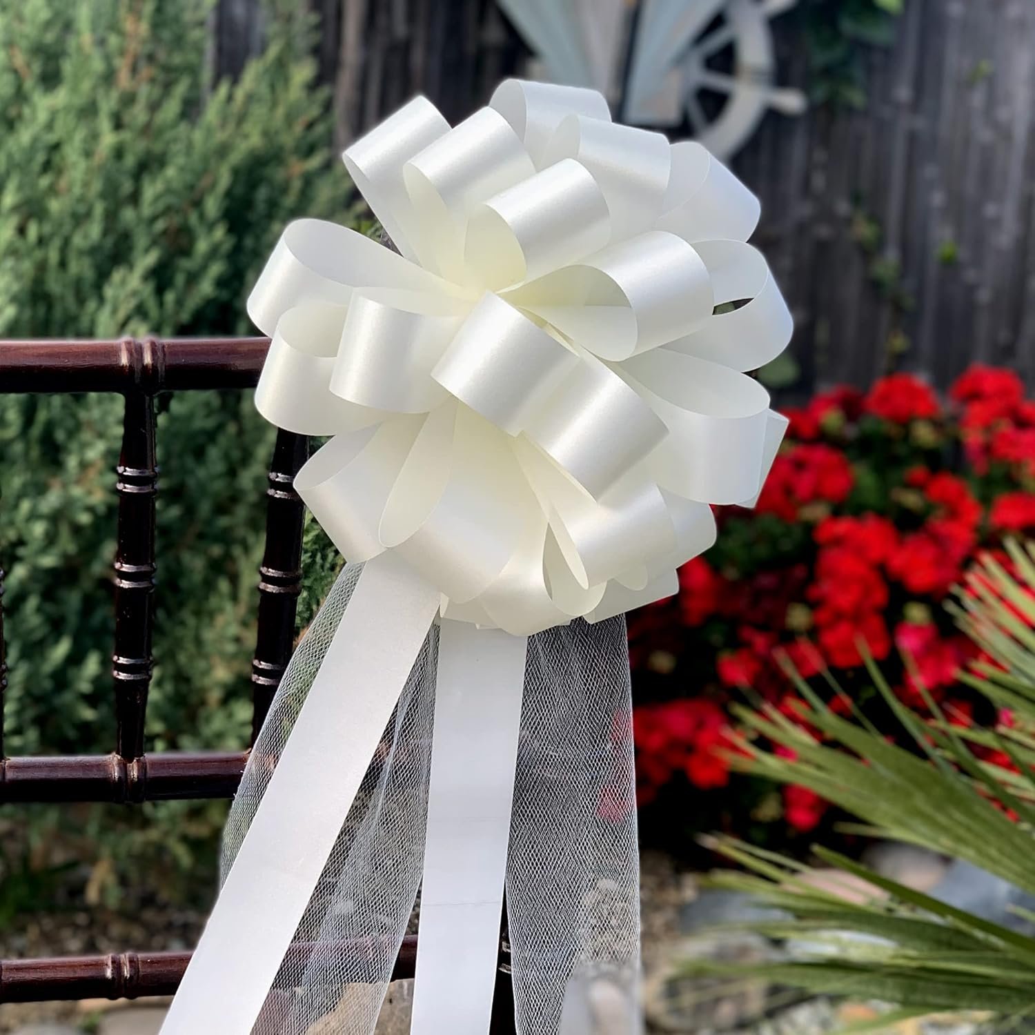 Wholesale Ivory Wedding Pull Bows with Tulle Tails 8