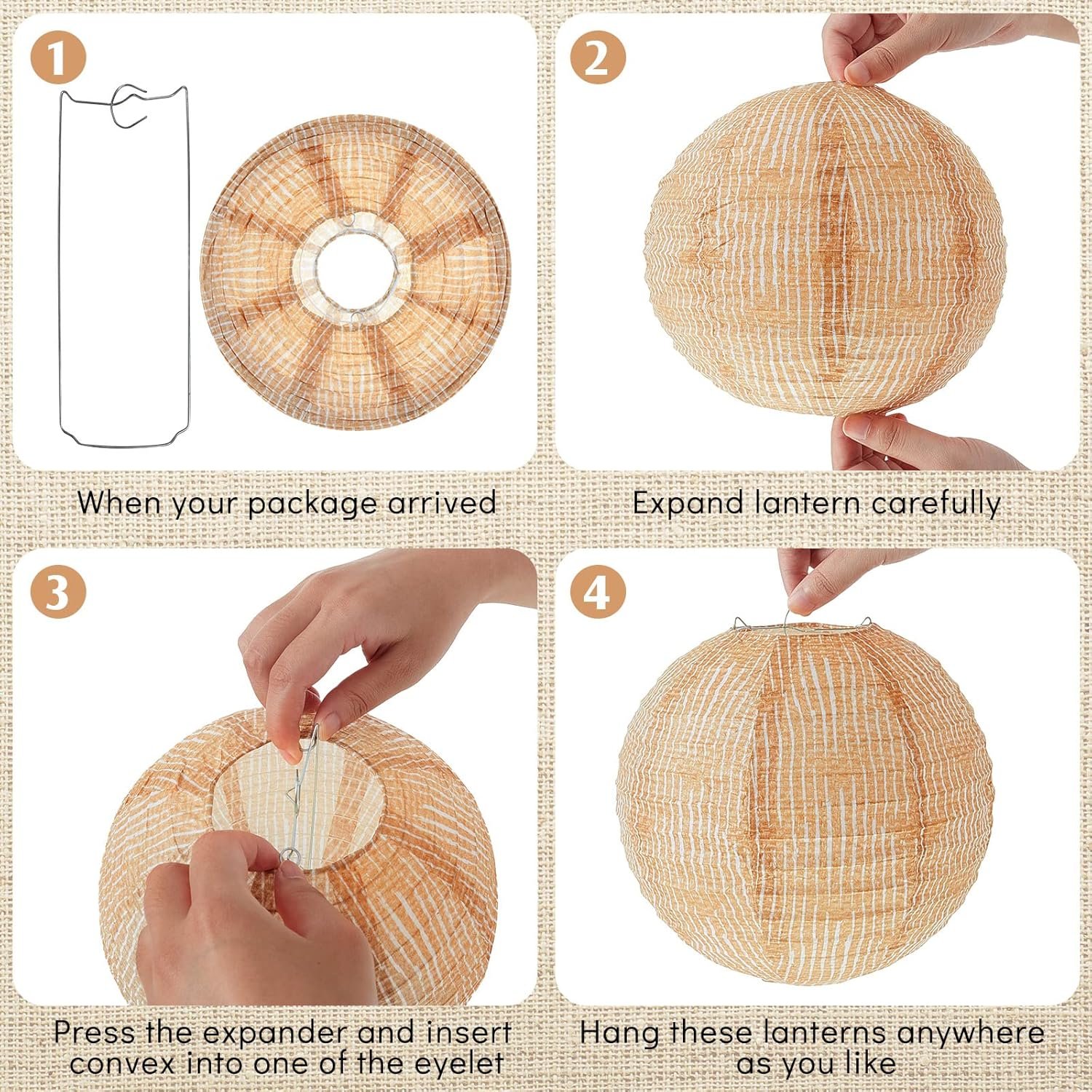 Wholesale 6 Pcs Printed Burlap Round Paper Lanterns for Farmhouse Boho Classroom Decor Home Birthday Party Ceremonial Events (8 Inch) Supplier Wholesale 6 Pcs Printed Burlap Round Paper Lanterns for Farmhouse Boho Classroom Decor Home Birthday Party Ceremonial Events (8 Inch) Supplier