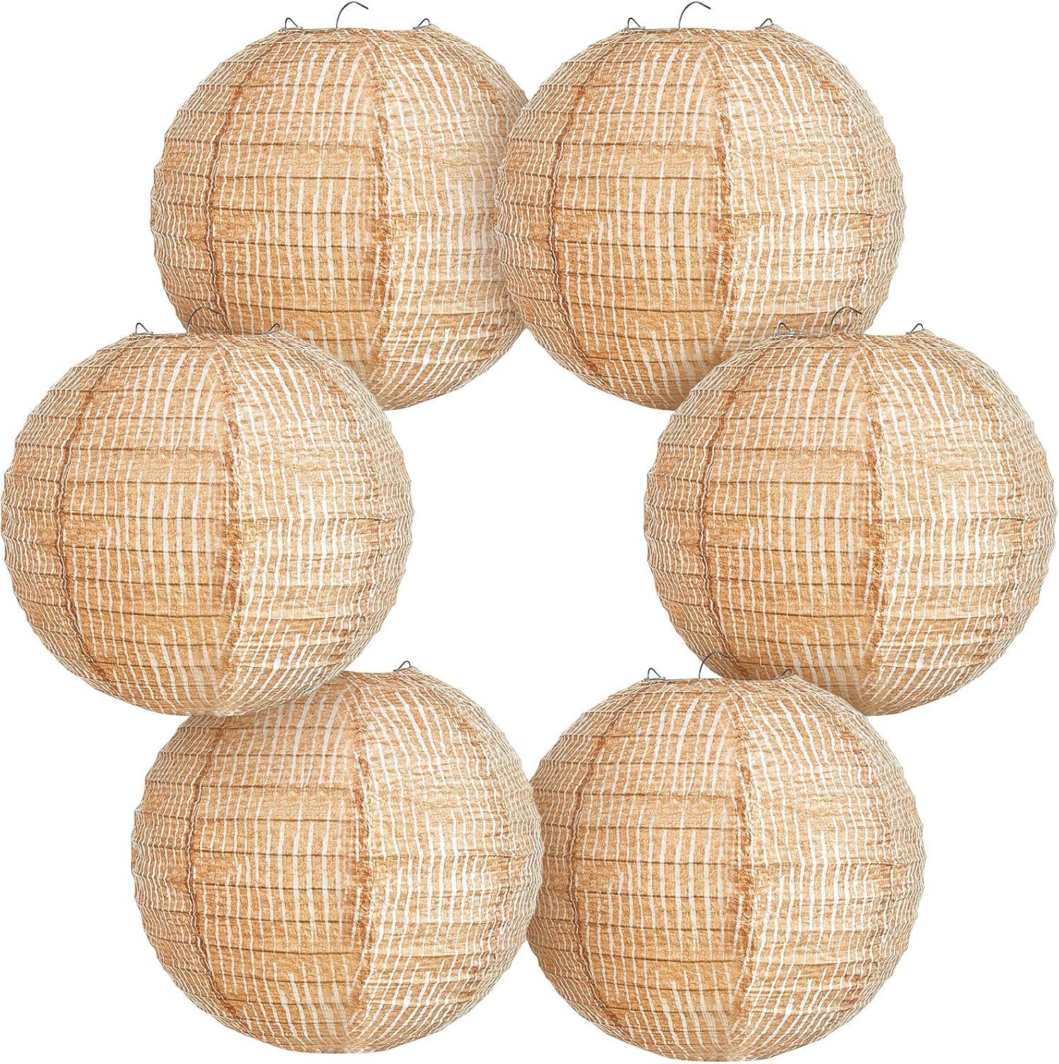 Hortsun 6 Pcs Print Burlap Paper Lanterns Round Chinese Paper Lanterns Farmhouse Boho Classroom Decor Home Sweet Classroom Birthday Party Ceremonial Event (8 Inch)