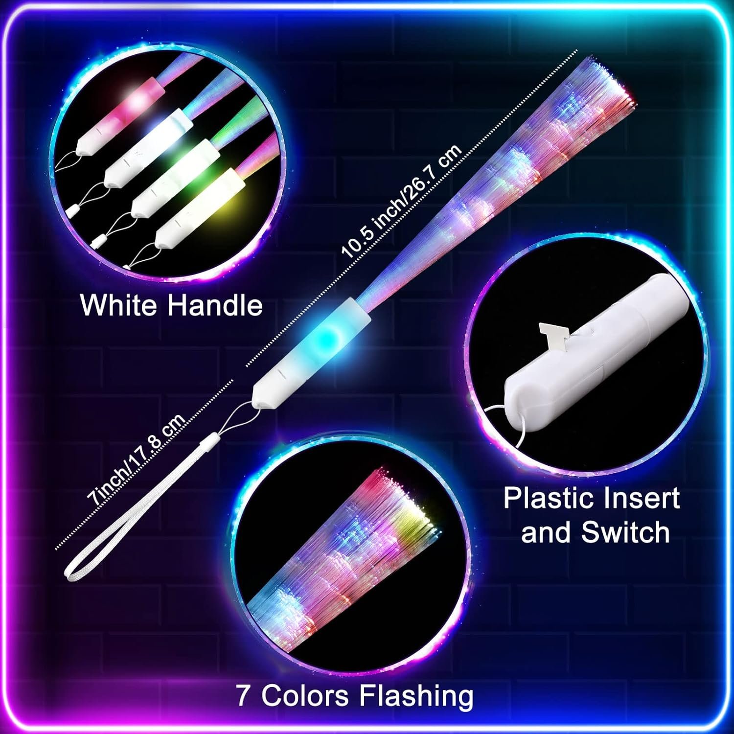 Wholesale 80 Pcs LED Lighted Fiber Optic Glow Wands with Batteries for Birthday Wedding Dark Parties Concerts Clubs White Handle Supplier Wholesale 80 Pcs LED Lighted Fiber Optic Glow Wands with Batteries for Birthday Wedding Dark Parties Concerts Clubs White Handle Supplier
