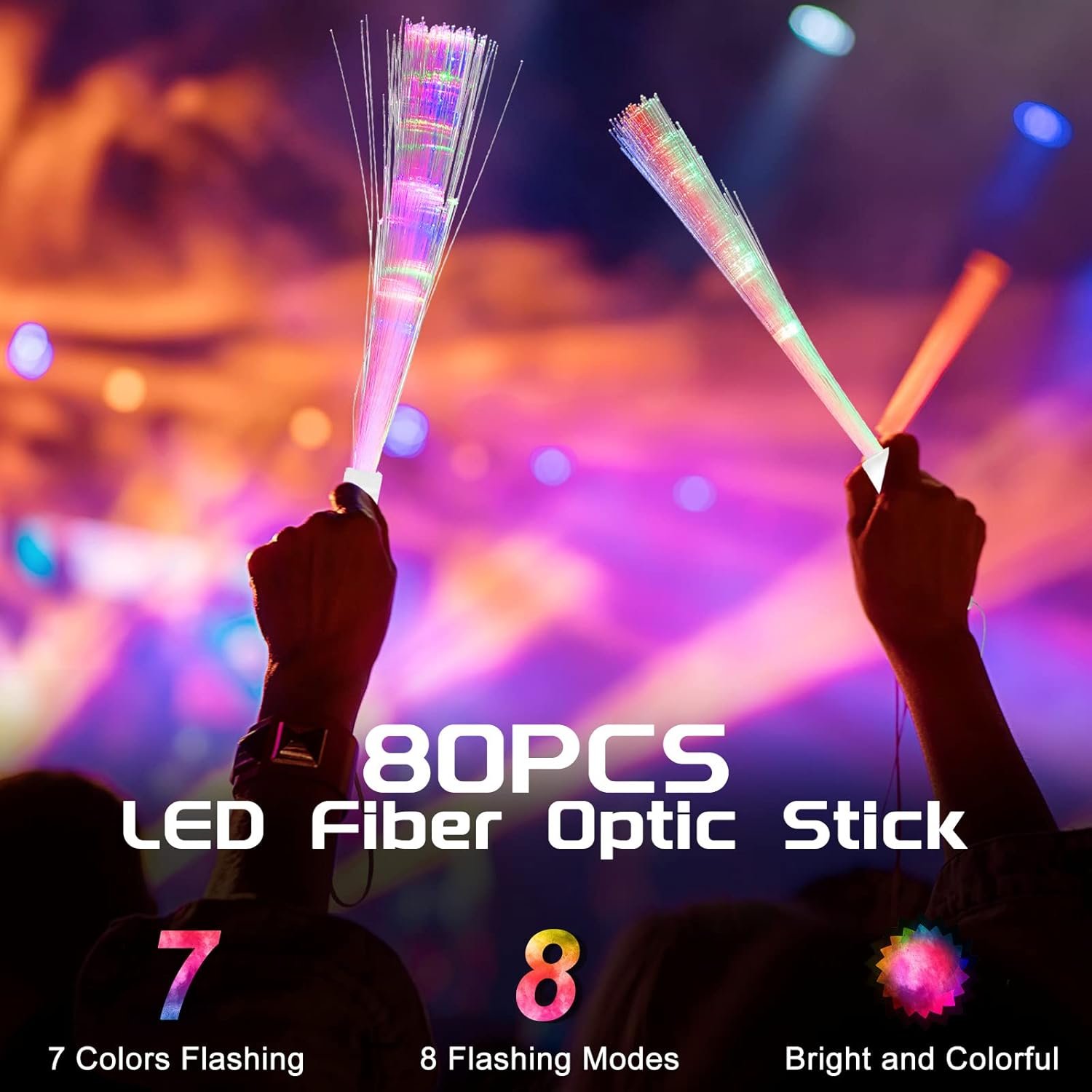 Wholesale 80 Pcs LED Lighted Fiber Optic Glow Wands with Batteries for Birthday Wedding Dark Parties Concerts Clubs White Handle Supplier Wholesale 80 Pcs LED Lighted Fiber Optic Glow Wands with Batteries for Birthday Wedding Dark Parties Concerts Clubs White Handle Supplier