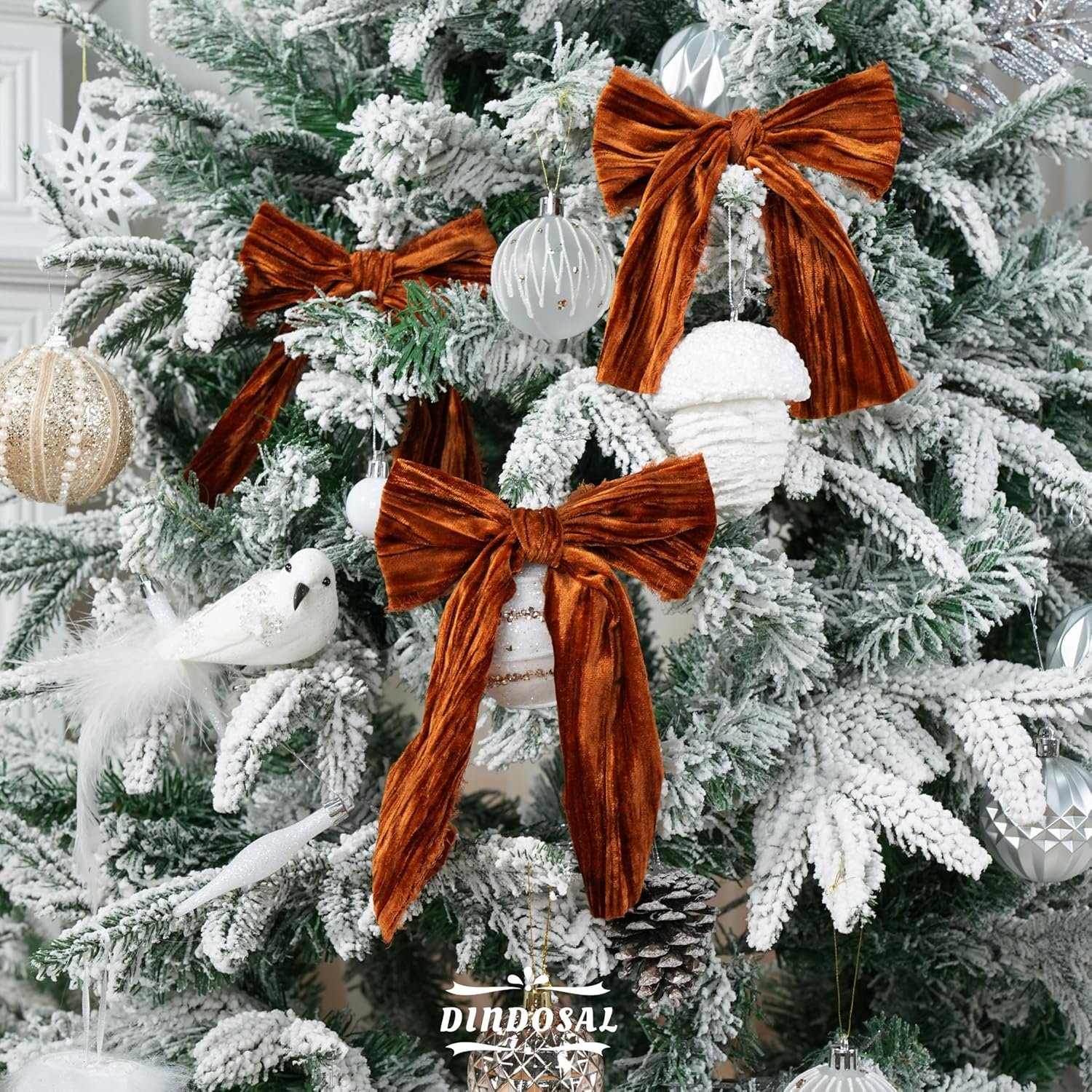 Wholesale 3 Inch Copper Frayed Velvet Crinkle Silk Ribbon for Wreaths Sashes Vintage Christmas Tree Decoration Gift Wrapping - 3 Yards Supplier