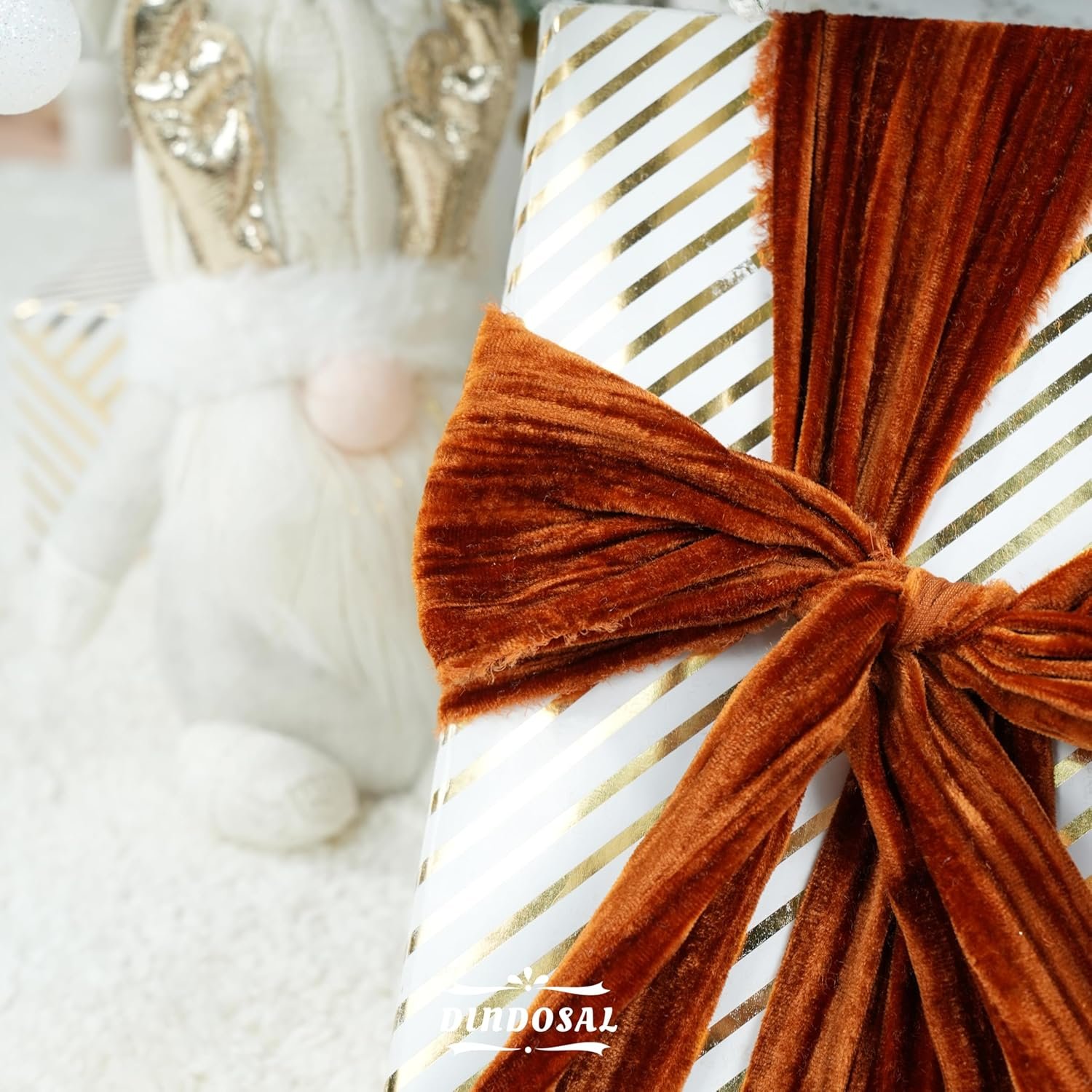 Wholesale 3 Inch Copper Frayed Velvet Crinkle Silk Ribbon for Wreaths Sashes Vintage Christmas Tree Decoration Gift Wrapping - 3 Yards Supplier